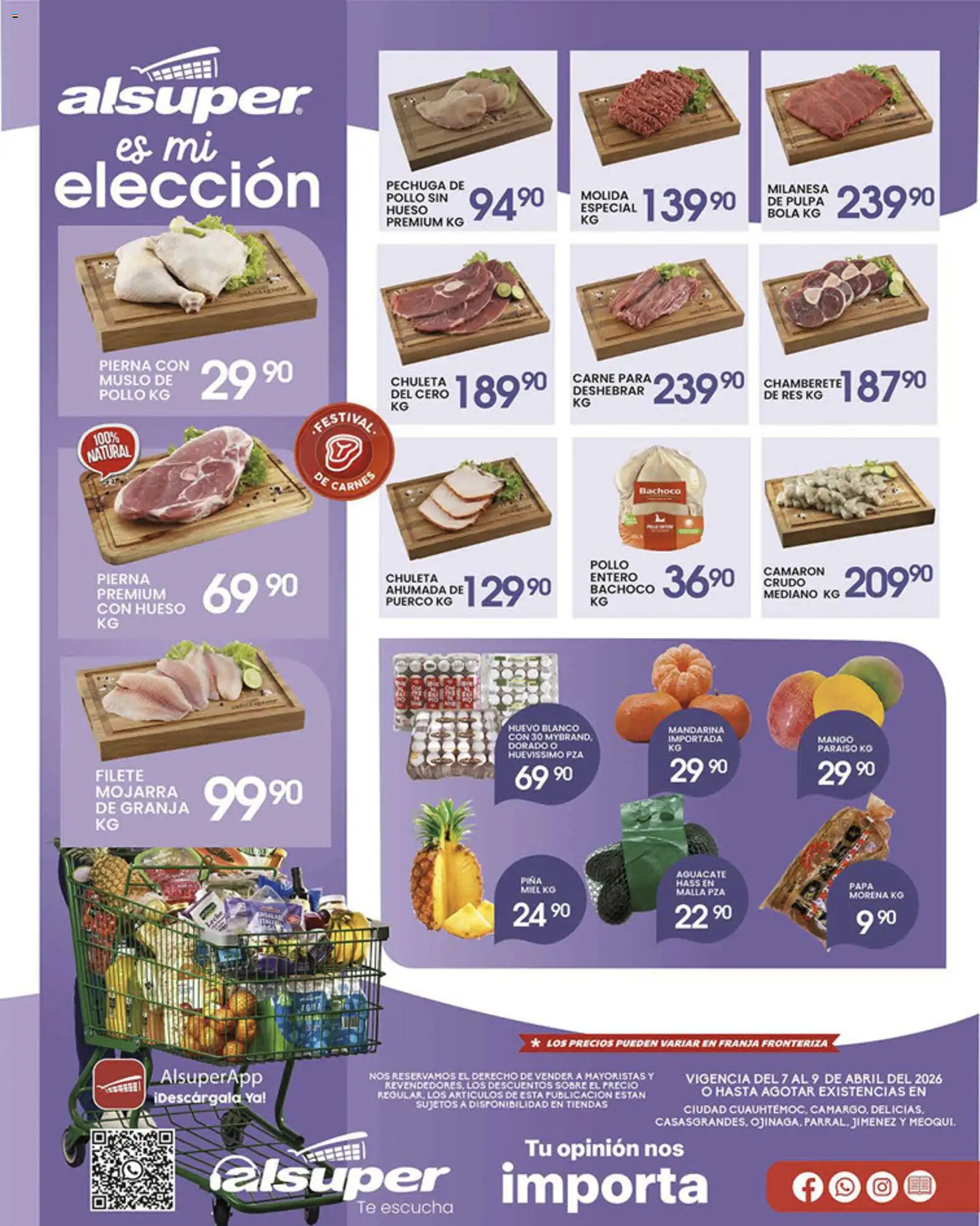 Vista previa las ofertas de la tienda Alsuper - Alsuper folleto desde el 07/04/2026 - Mango, Carne, Piña, Miel, Sobre, Milanesa, Chuleta ahumada, Chuleta