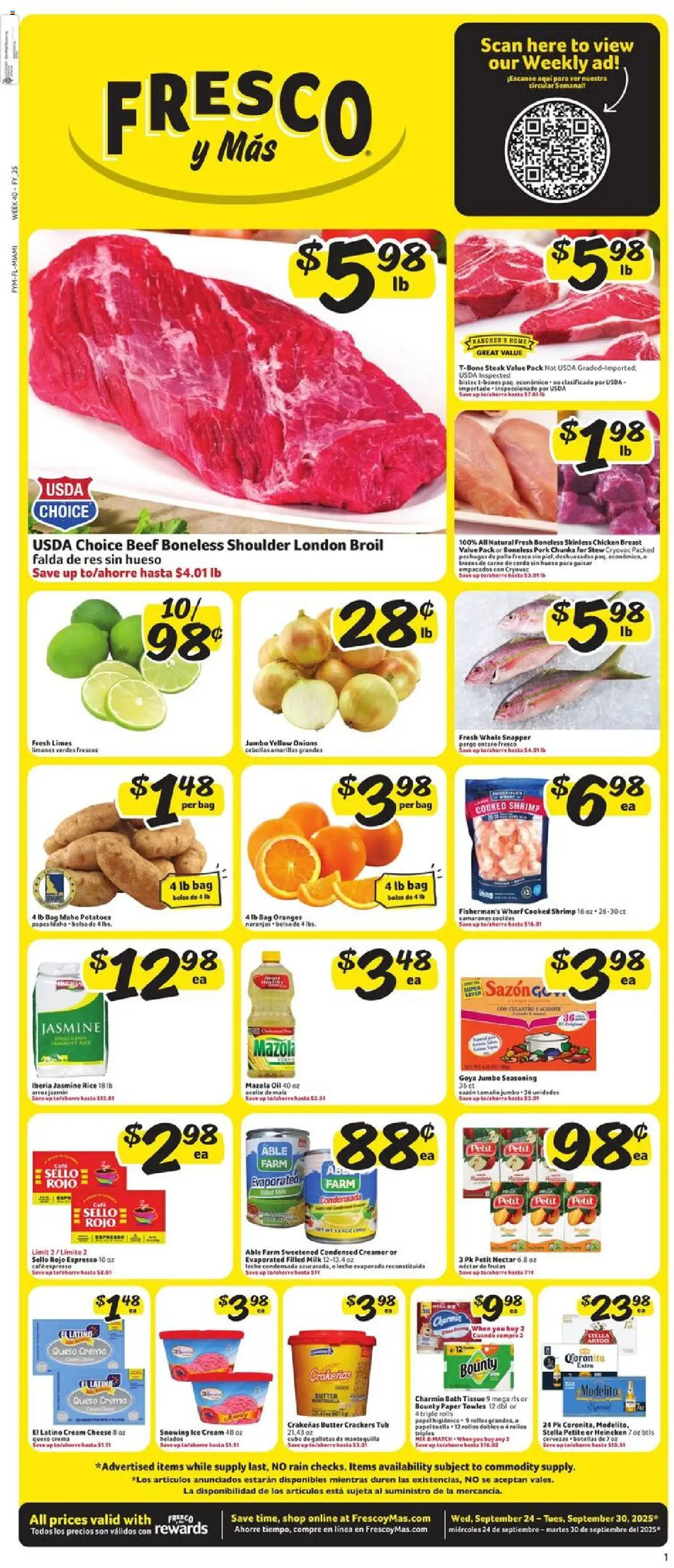 Fresco y Más Weekly Ad from 09/24/2025 - Flyer - Page number 1
