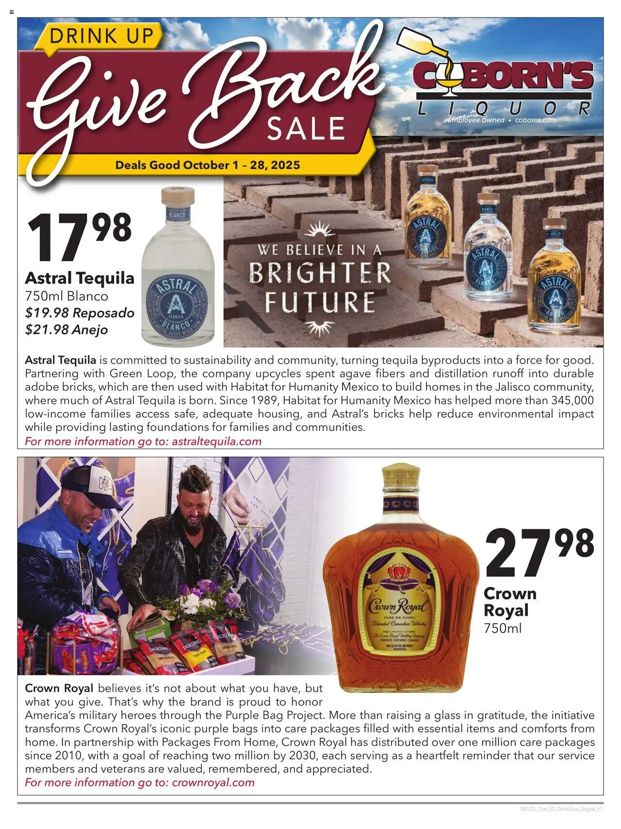 Coborn's Drink Up, Give Back from 10/01/2025 - Flyer - Page number 1 - Tequila, Agave, Bag
