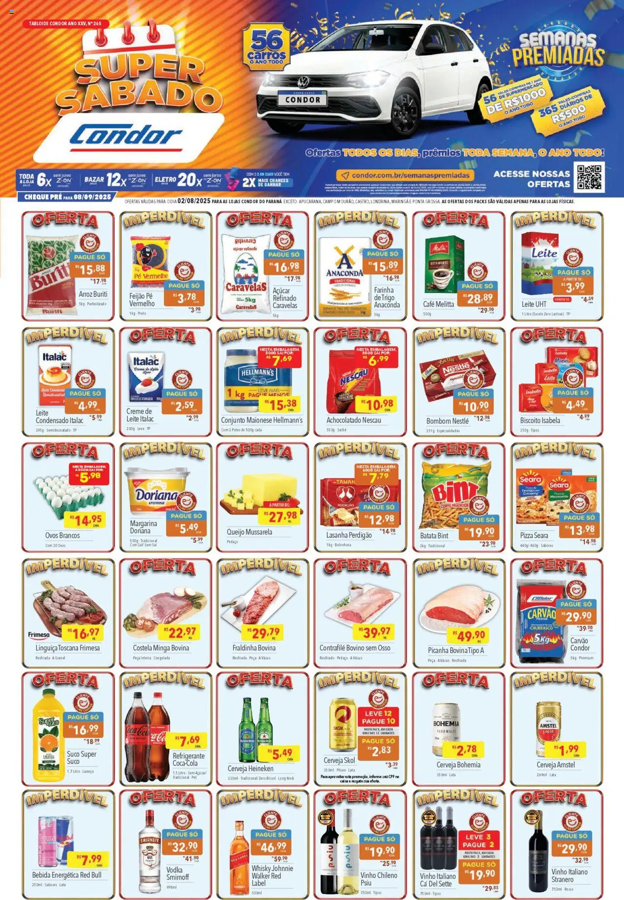 Supermercados Condor folheto "Ofertas Super Sabado" válido a partir de 02/08/2025 - número de página 1