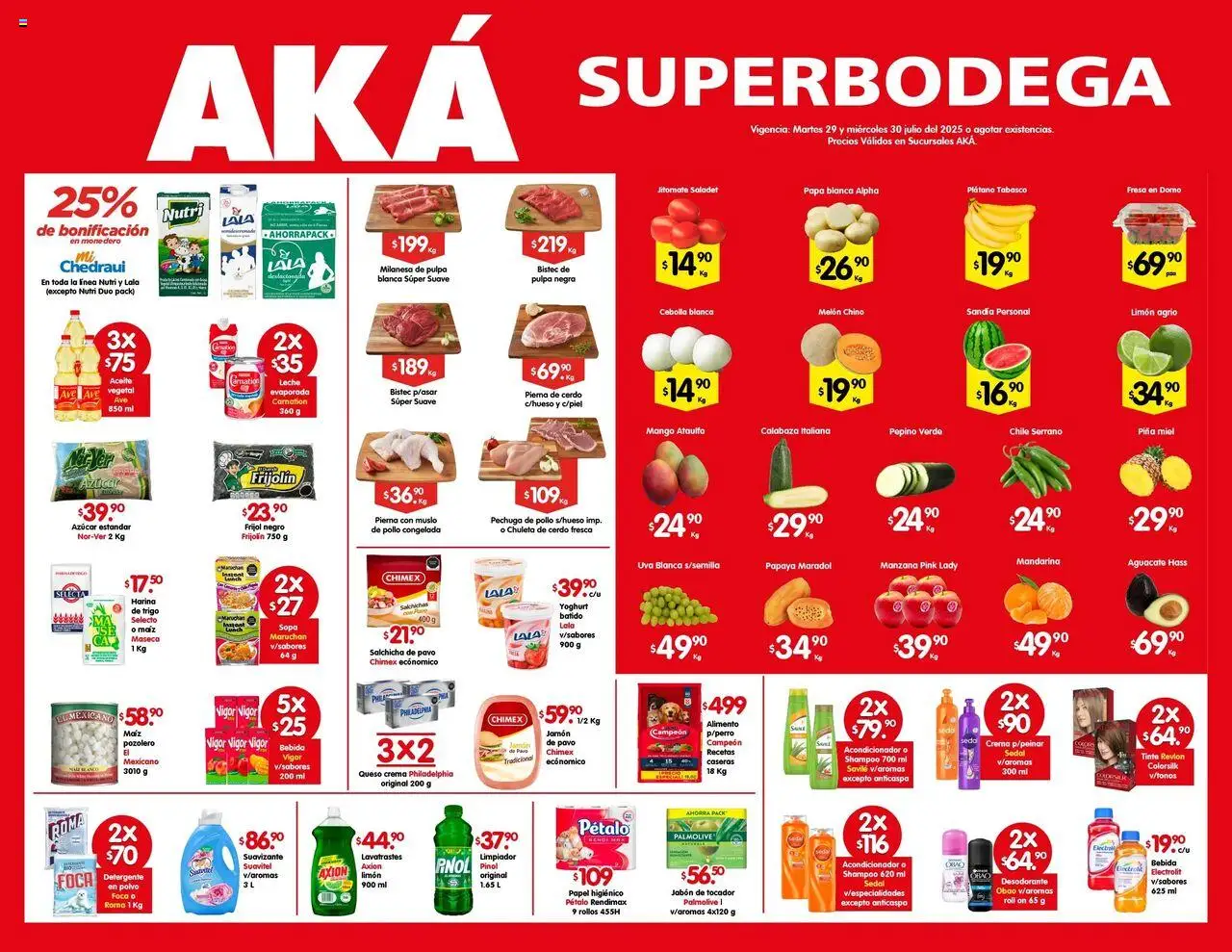 Folleto Super Bodega Arteli y sus promociones válidas desde el 29/07/2025 - Número de página 1 - Papa, Chuleta, Monedero, Manzana, Limón, Aguacate, Chuleta de cerdo, Suavizante