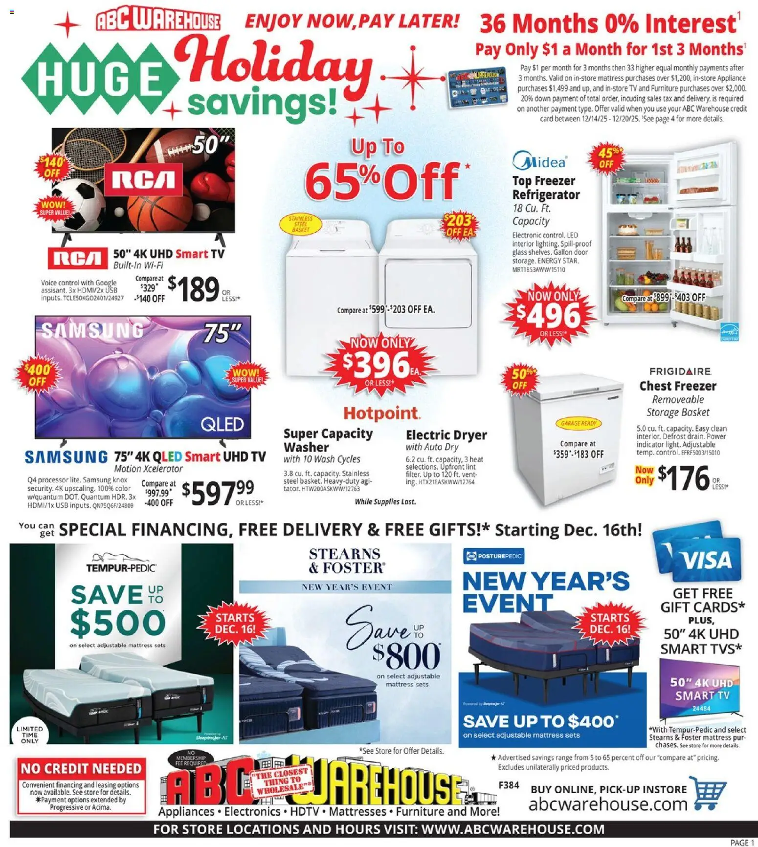 Ad Preview of ABC Warehouse Weekly Ad from 12/14/2025
