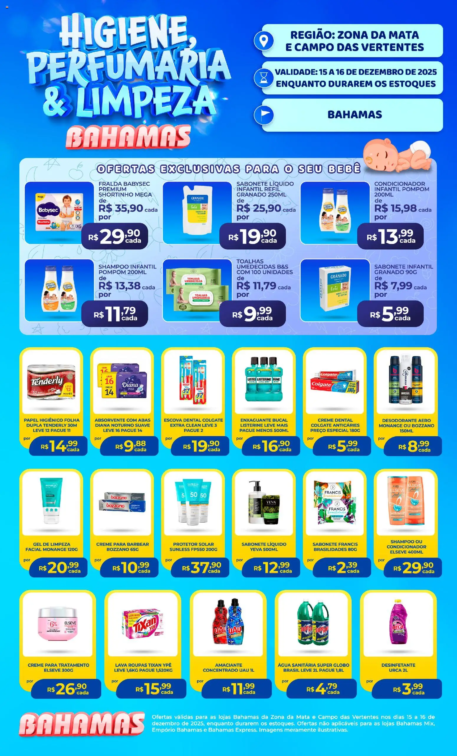 Pré-Visualização do folheto "Ofertas Higiene e Limpeza" da loja Bahamas Supermercados válido a partir de 15/12/2025