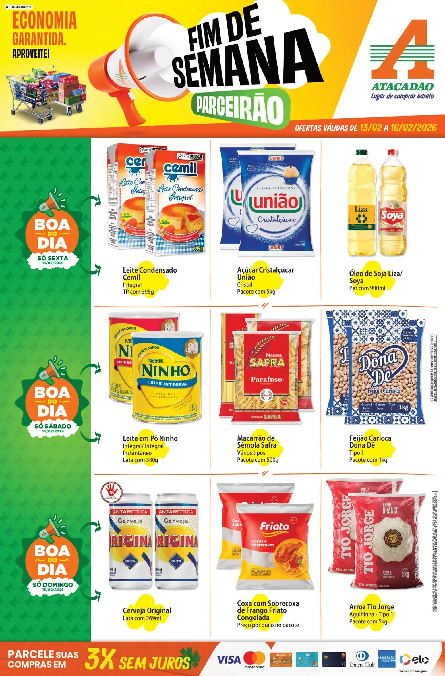 Pré-Visualização do folheto "Ofertas - GO" da loja Atacadão válido a partir de 13/02/2026