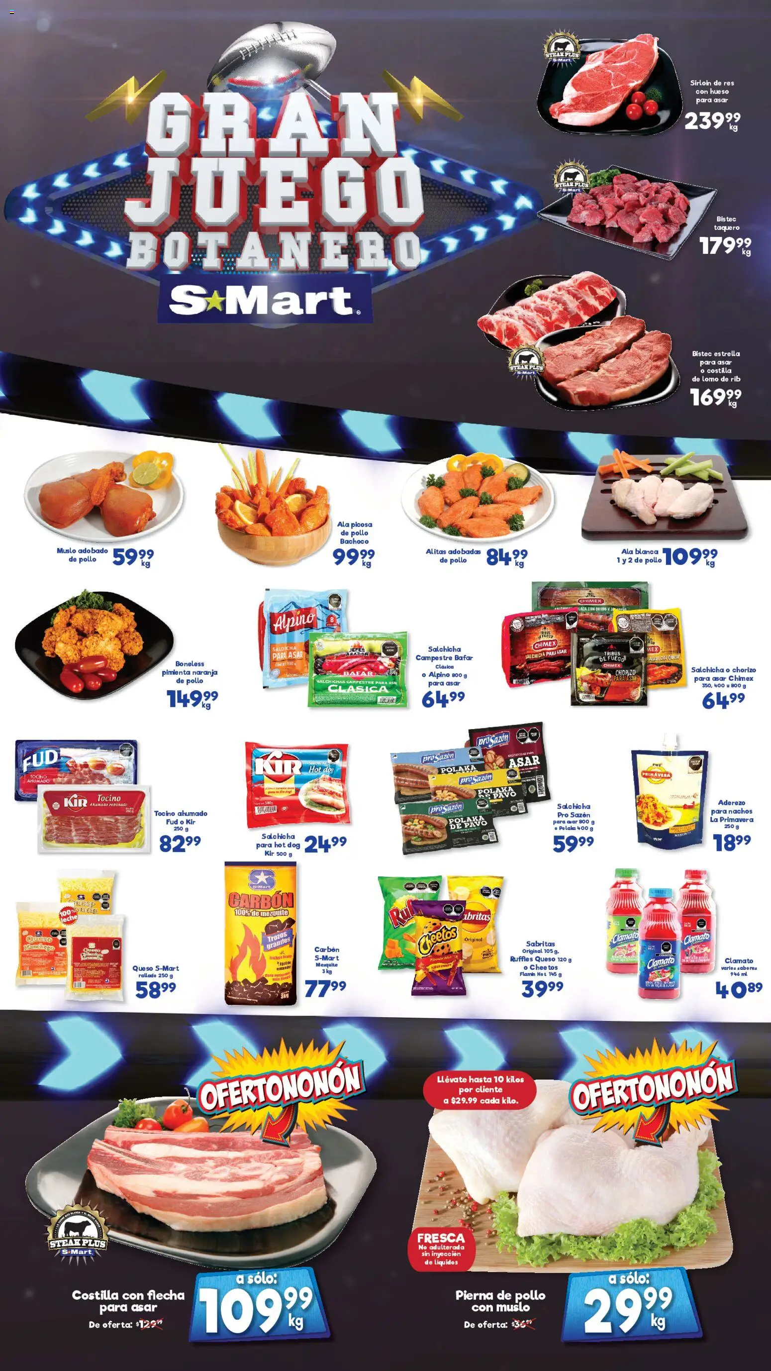 Vista previa las ofertas de la tienda S-Mart - Folleto Ofertas de feria Nuevo Laredo desde el 06/02/2026 - Pollo, Asador, Pavo, Bistec, Pimienta, Chorizo, Res, Steak