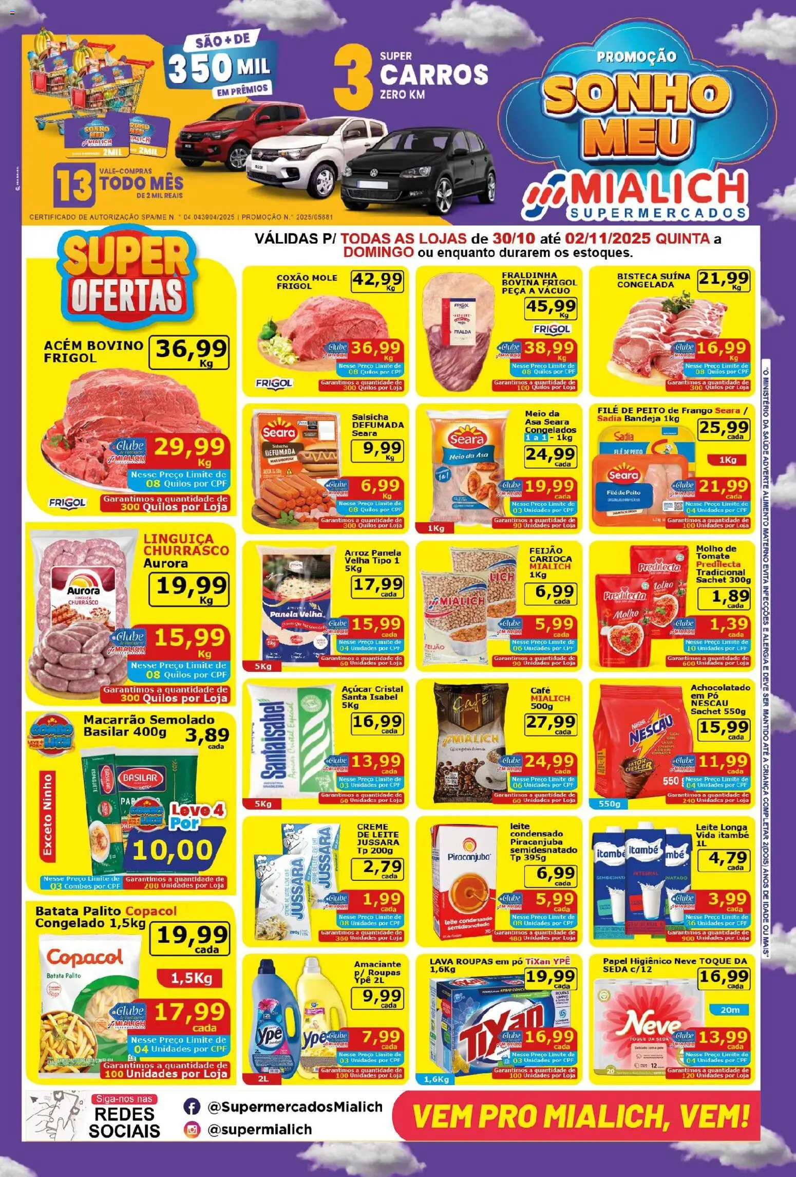 Pré-Visualização do folheto "Ofertas da semana" da loja Mialich Supermercados válido a partir de 30/10/2025