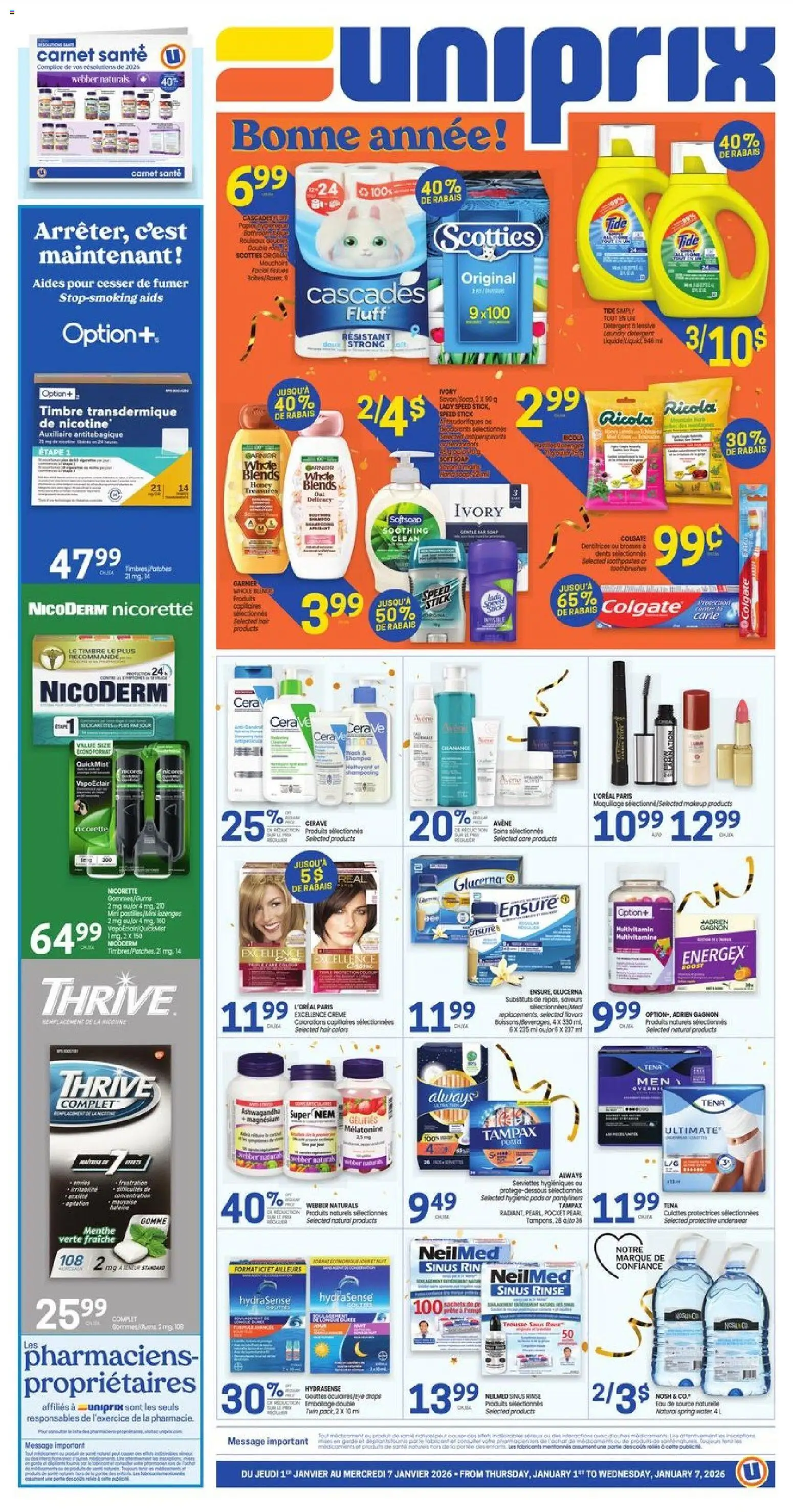 Preview of leaflet Weekly flyer / circulaire from shop Uniprix is valid from Jan 01, 2026