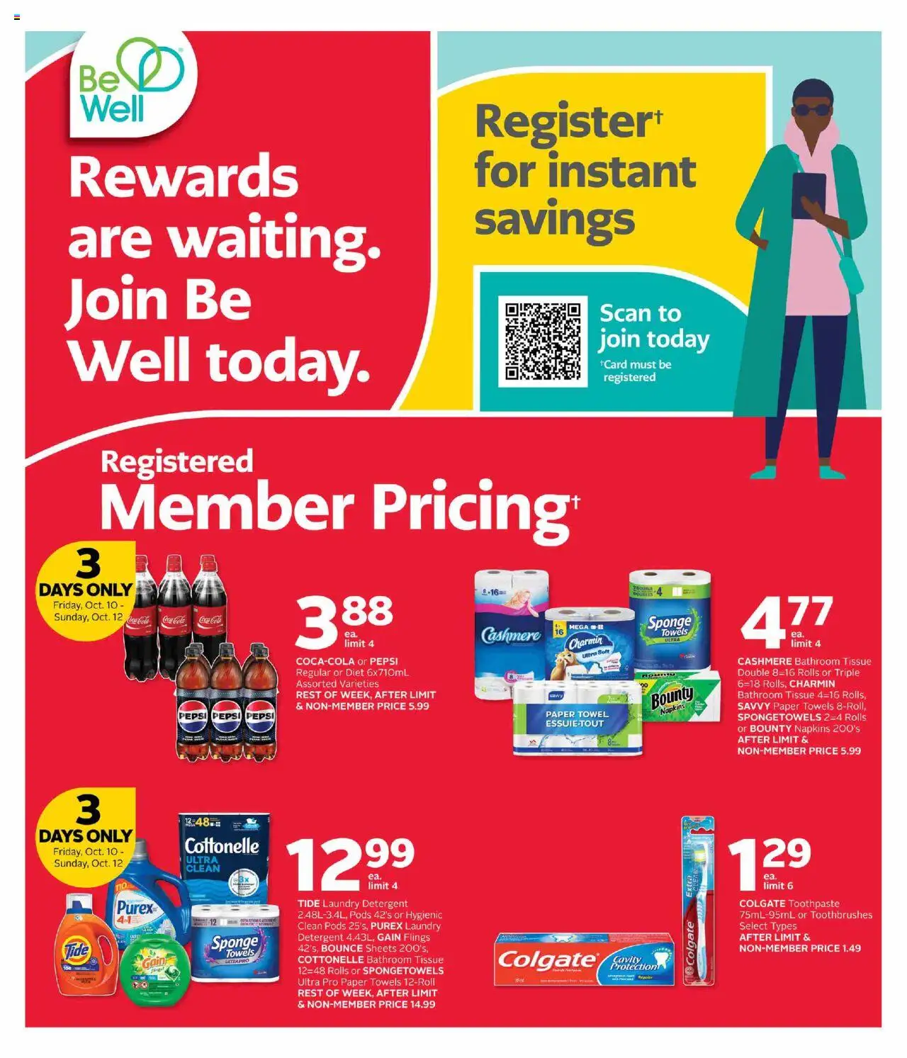 Rexall flyer valid from Oct 10, 2025 - page number 1 - Pepsi, Paper towels, Towels, Toothpaste, Sponge, Detergent