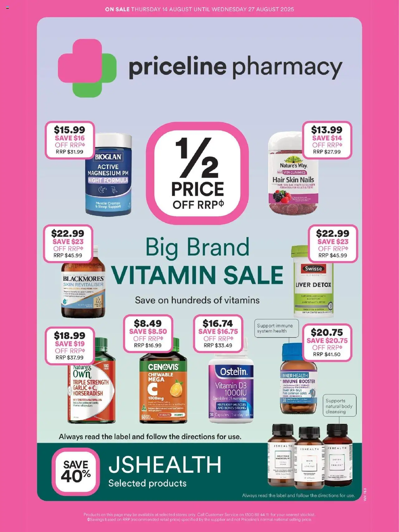 Priceline Pharmacy catalogue valid from 14/08/2025 - page 1 - Horseradish, Liver, Capsules, Garlic, Collagen, Vitamin