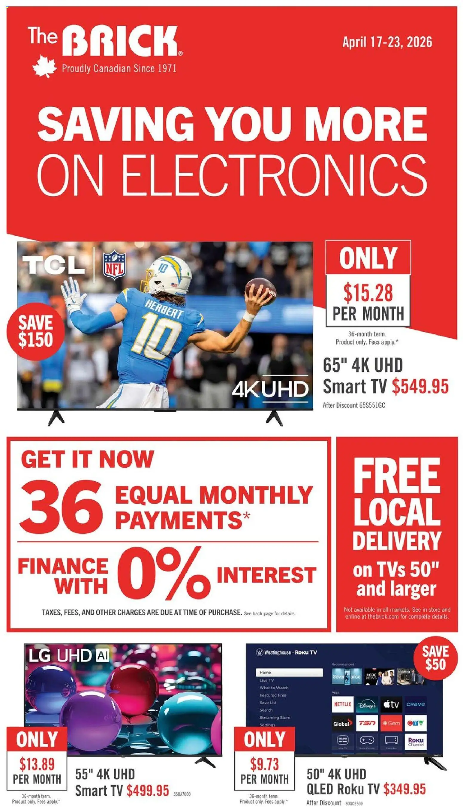 Preview of leaflet The Brick - Electronics flyer from shop The Brick is valid from Apr 17, 2026