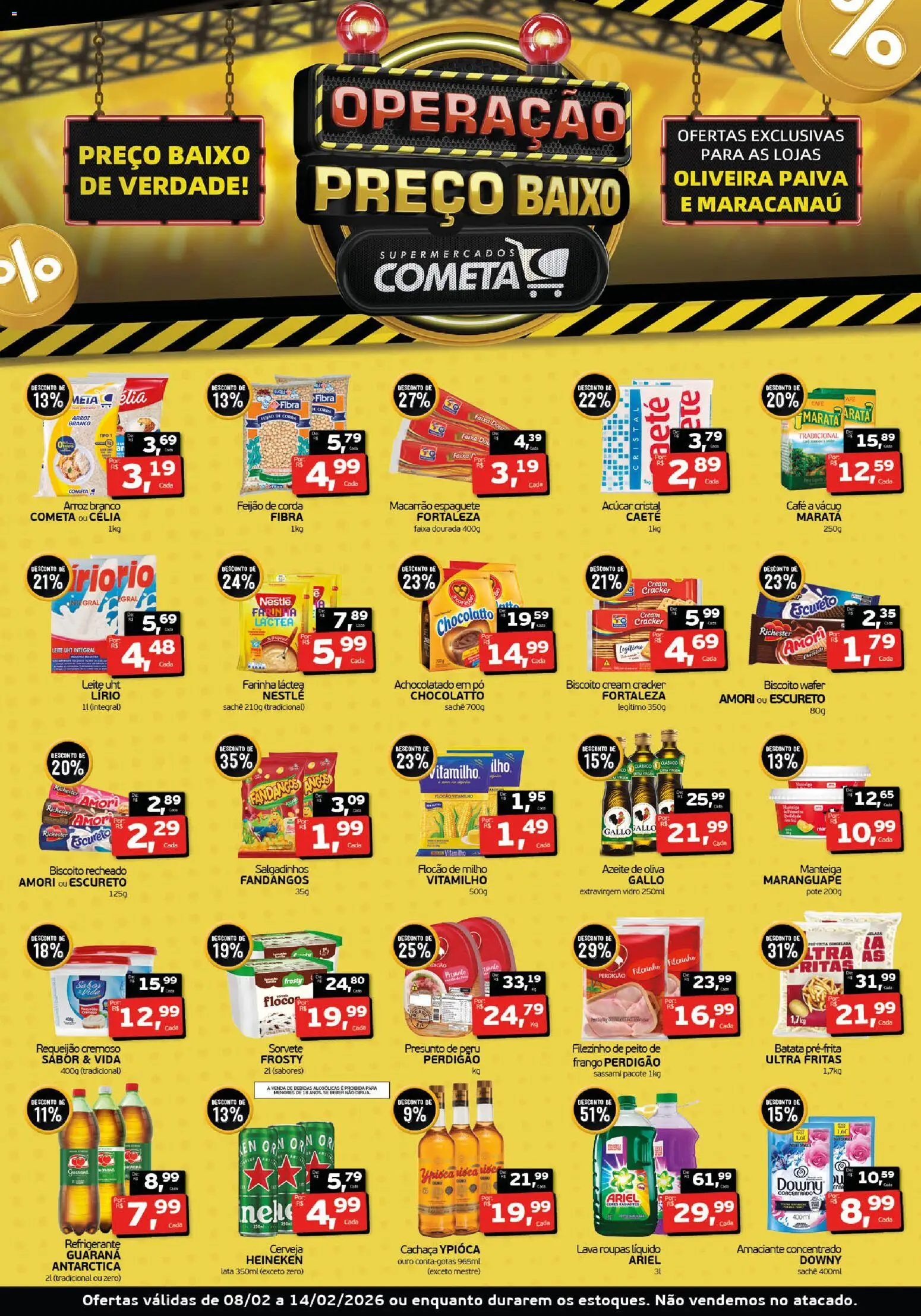 Pré-Visualização do folheto "Ofertas Operação Preço Baixo" da loja Cometa Supermercados válido a partir de 08/02/2026
