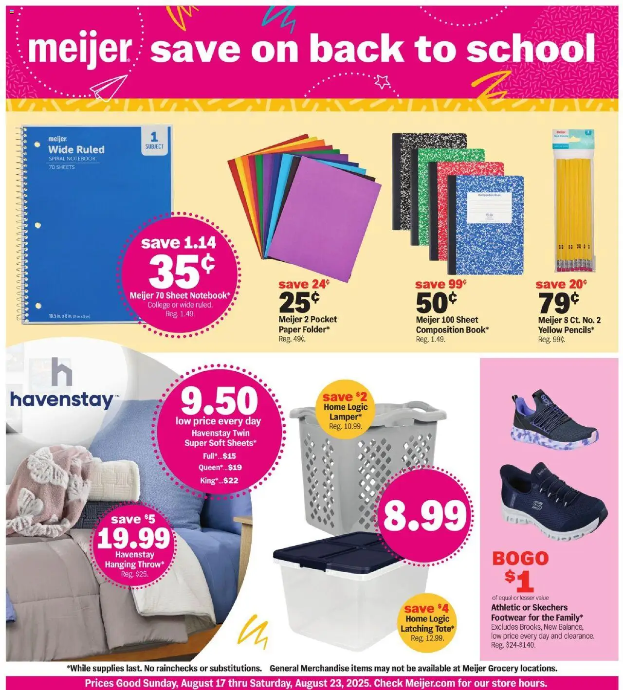 MEIJER AD from 08/17/2025 - Back to Class for Less - PREVIEW - Page number 1 - Sheet, Notebook