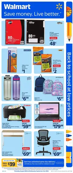Preview of leaflet Back to School from shop Walmart is valid from Aug 28, 2025