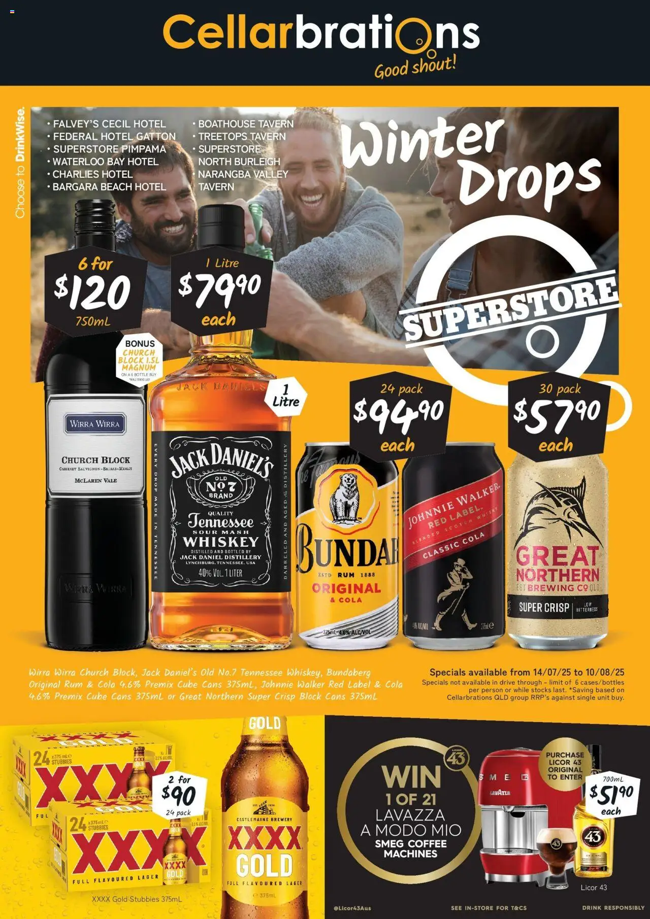 Cellarbrations catalogue valid from 14/07/2025 - page 1 - Scotch whisky, Coffee, Whiskey, Rum, Scotch, Magnum, Jack Daniel’s