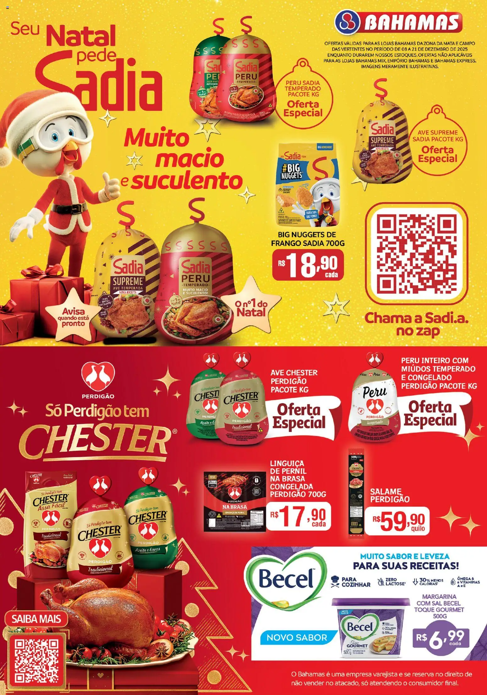 Pré-Visualização do folheto "Ofertas BRF" da loja Bahamas Supermercados válido a partir de 01/12/2025 - Peru, Sal, Carne, Frango, Pera, Linguiça, Pernil, Chester perdigão