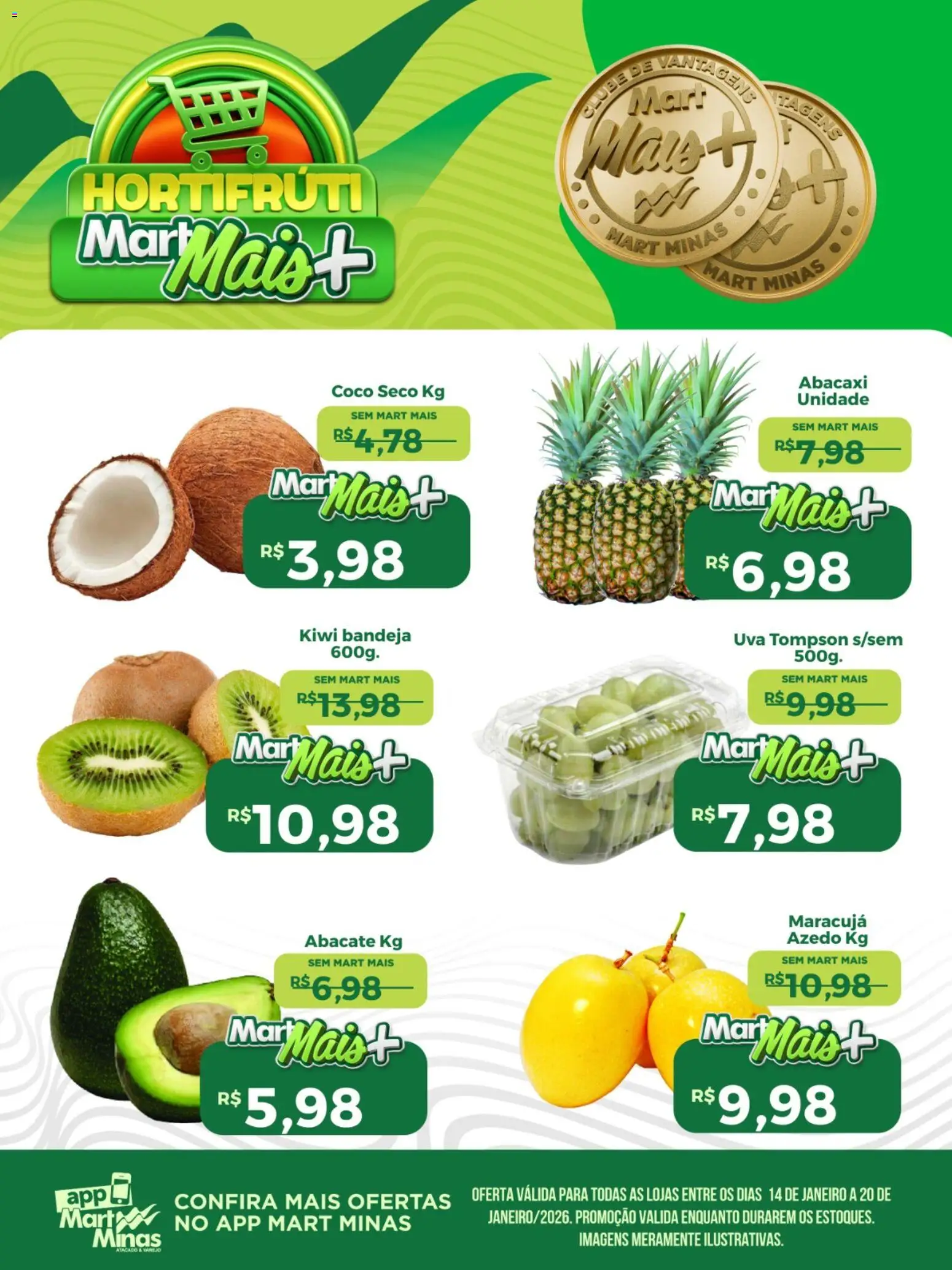 Pré-Visualização do folheto "Ofertas Hortifruti" da loja Mart Minas válido a partir de 14/01/2026