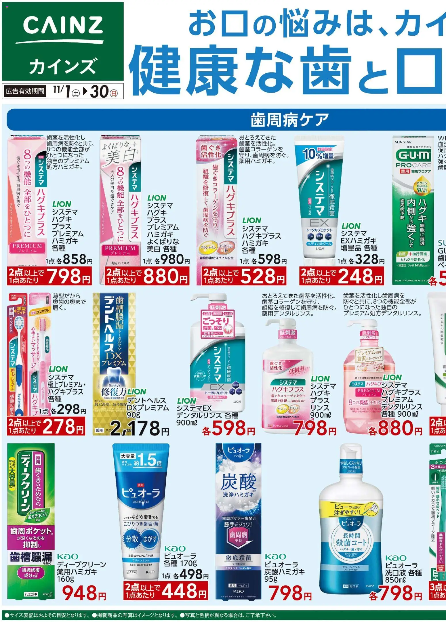 カインズ ホームの2025/11/01から2025/11/30までのチラシはここ健康な歯と口を目指そう!!