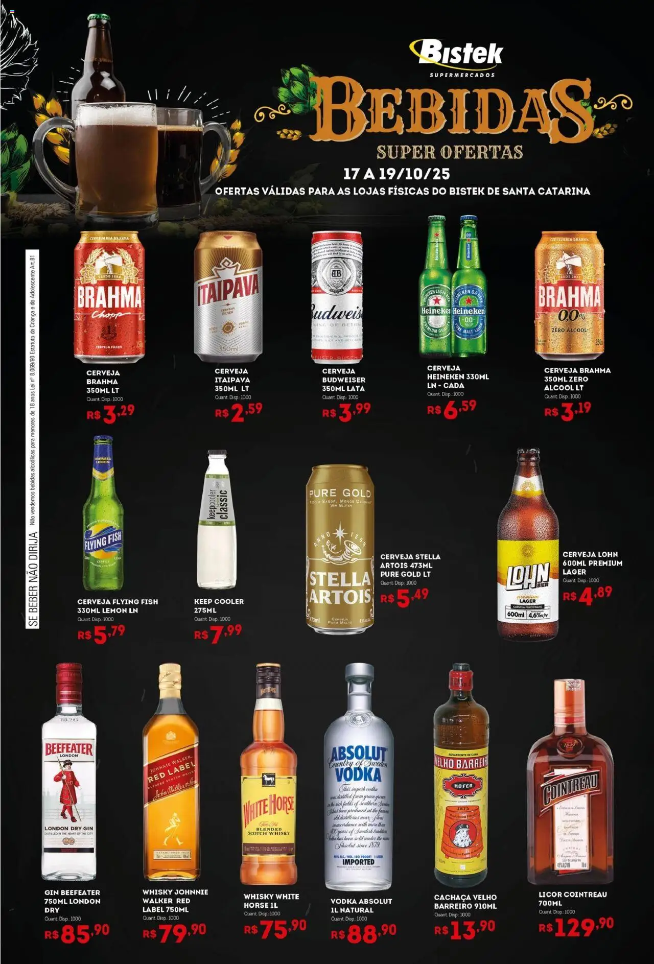Bistek Supermercados folheto "Ofertas Bebidas" válido a partir de 17/10/2025 - número de página 1