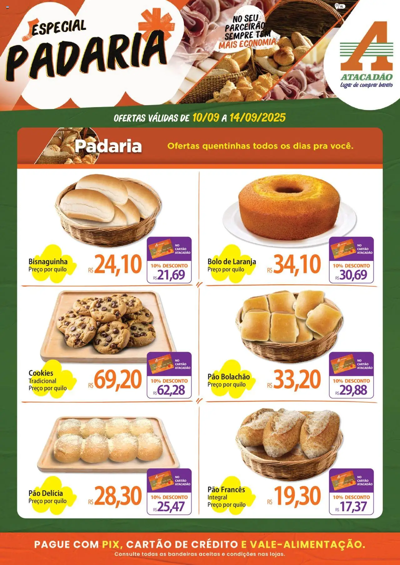 Atacadão folheto "Ofertas - AL" válido a partir de 10/09/2025 - número de página 1 - Bolo, Cookies, Pão, Pão francês