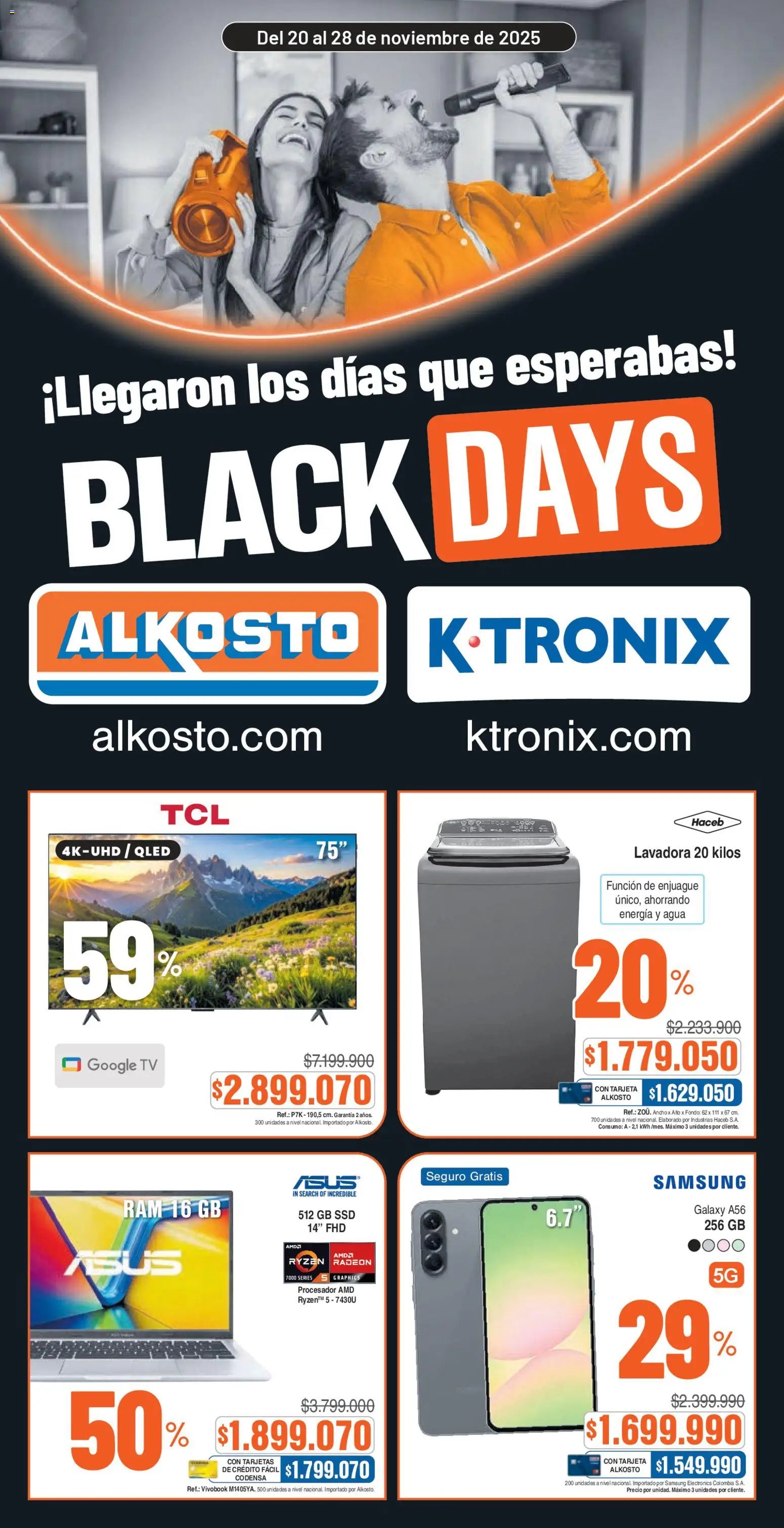  Vista previa del prospecto Black Friday del almacen Alkosto válida del 20/11/2025 al 28/11/2025