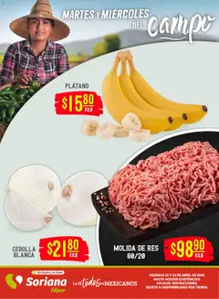 Vista previa las ofertas de la tienda Soriana - Soriana Martes y Miércoles del Campo Híper: Ags, Nay, Jal, Qro, Col, Mich, Gto, Hgo, Tlax, Mor, Pue, Gro, Oax, Edo. de Mex, Vall desde el 21/04/2026 