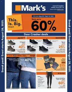 Preview of leaflet Weekly flyer / circulaire from shop Mark's is valid from Aug 28, 2025