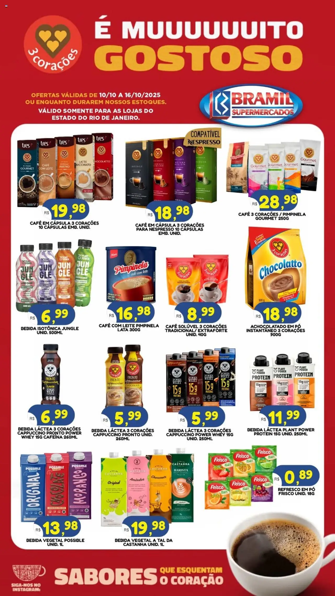 Bramil Supermercados folheto "Ofertas 3 Corações" válido a partir de 10/10/2025 - número de página 1