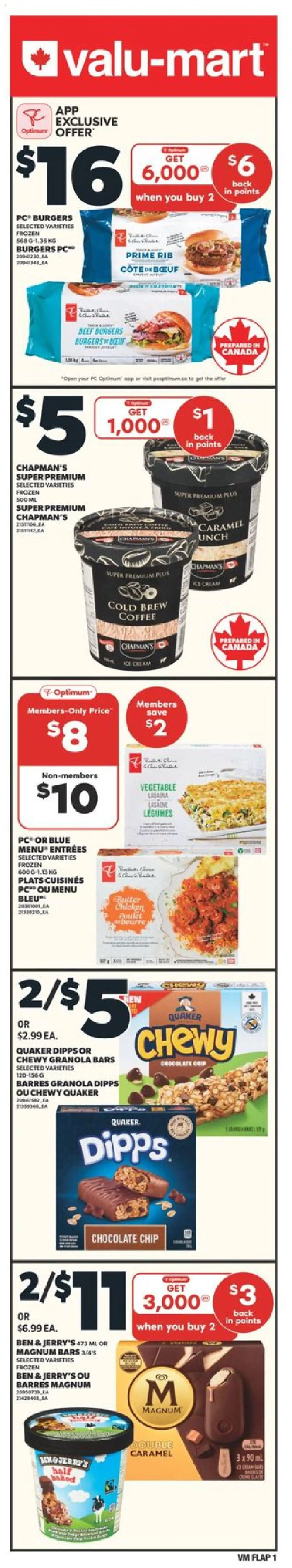 Valu Mart flyer valid from May 29, 2025 - page number 1 - Beef, Cream, PC, Burgers, Legumes, Butter, Coffee, Chocolate