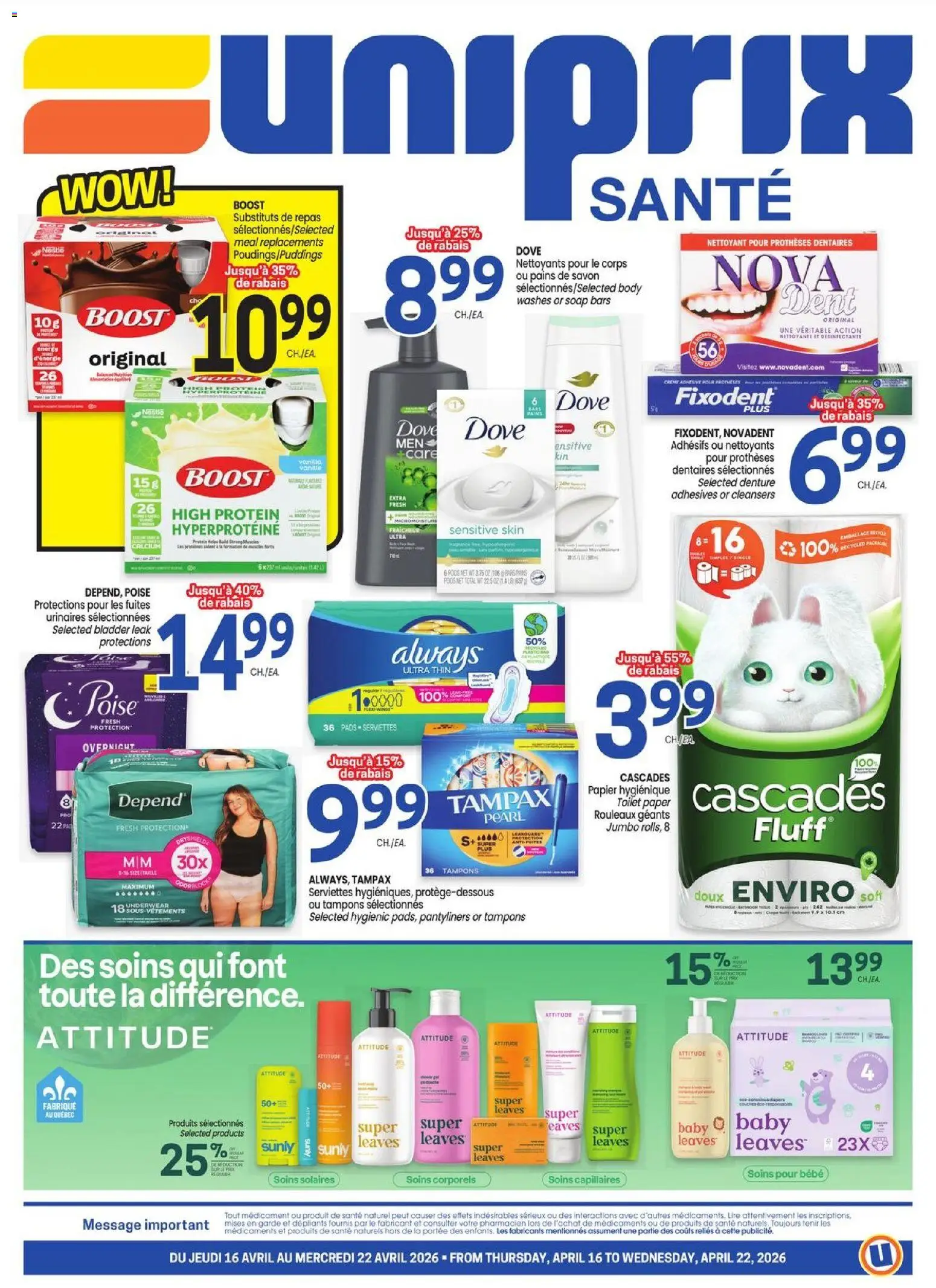 Preview of leaflet Uniprix - Uniprix Sante from shop Uniprix is valid from Apr 16, 2026