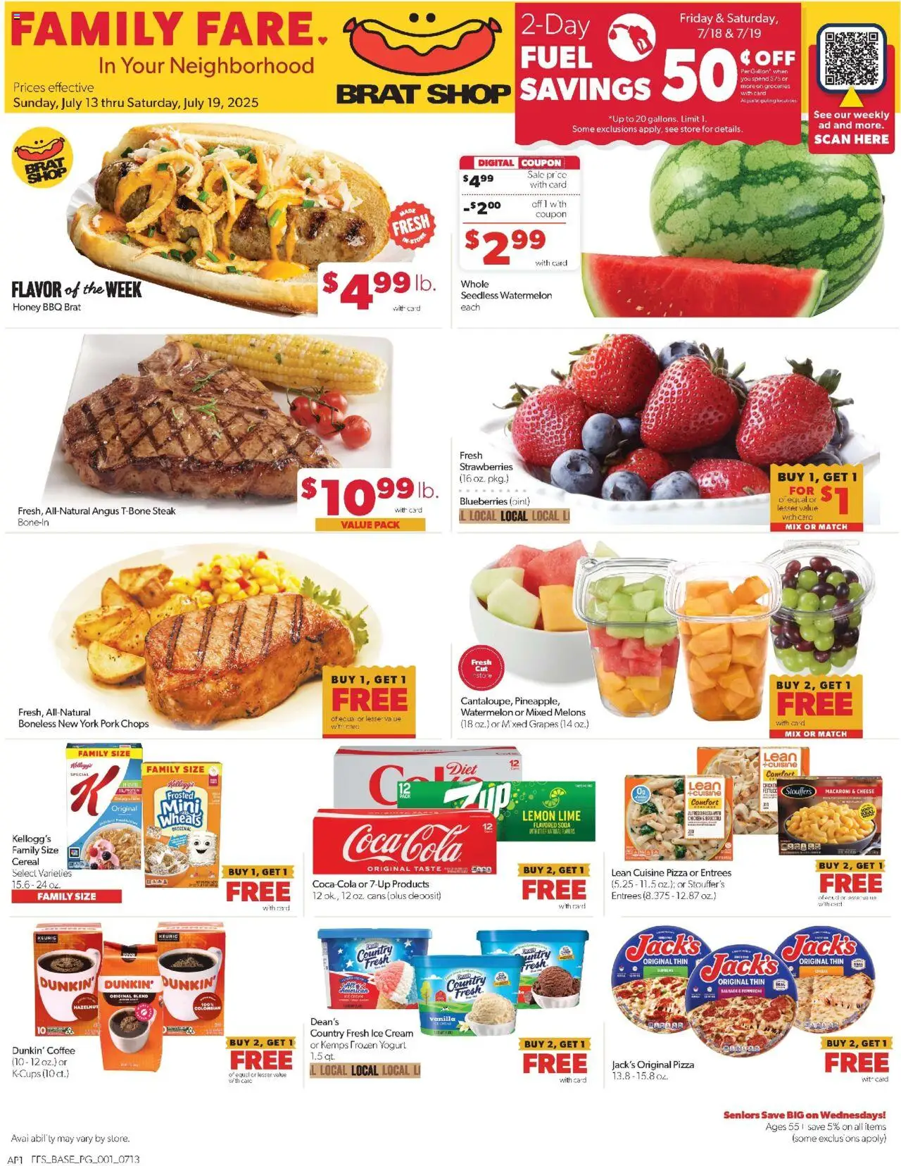 Family Fare Weekly Ad - MI from 07/13/2025 - Flyer - Page number 1 - Groceries, Honey, Cheese, Yogurt, Lemon, Lime, Grapes, Vanilla