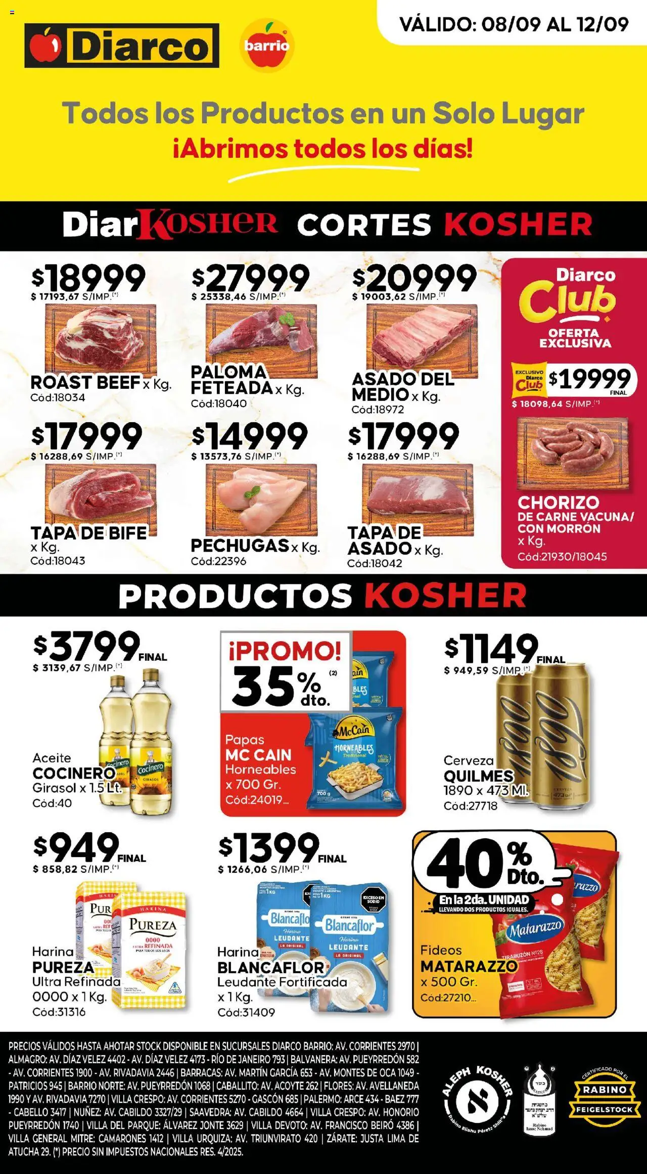 Diarco Ofertas Kosher del 08/09/2025 Online