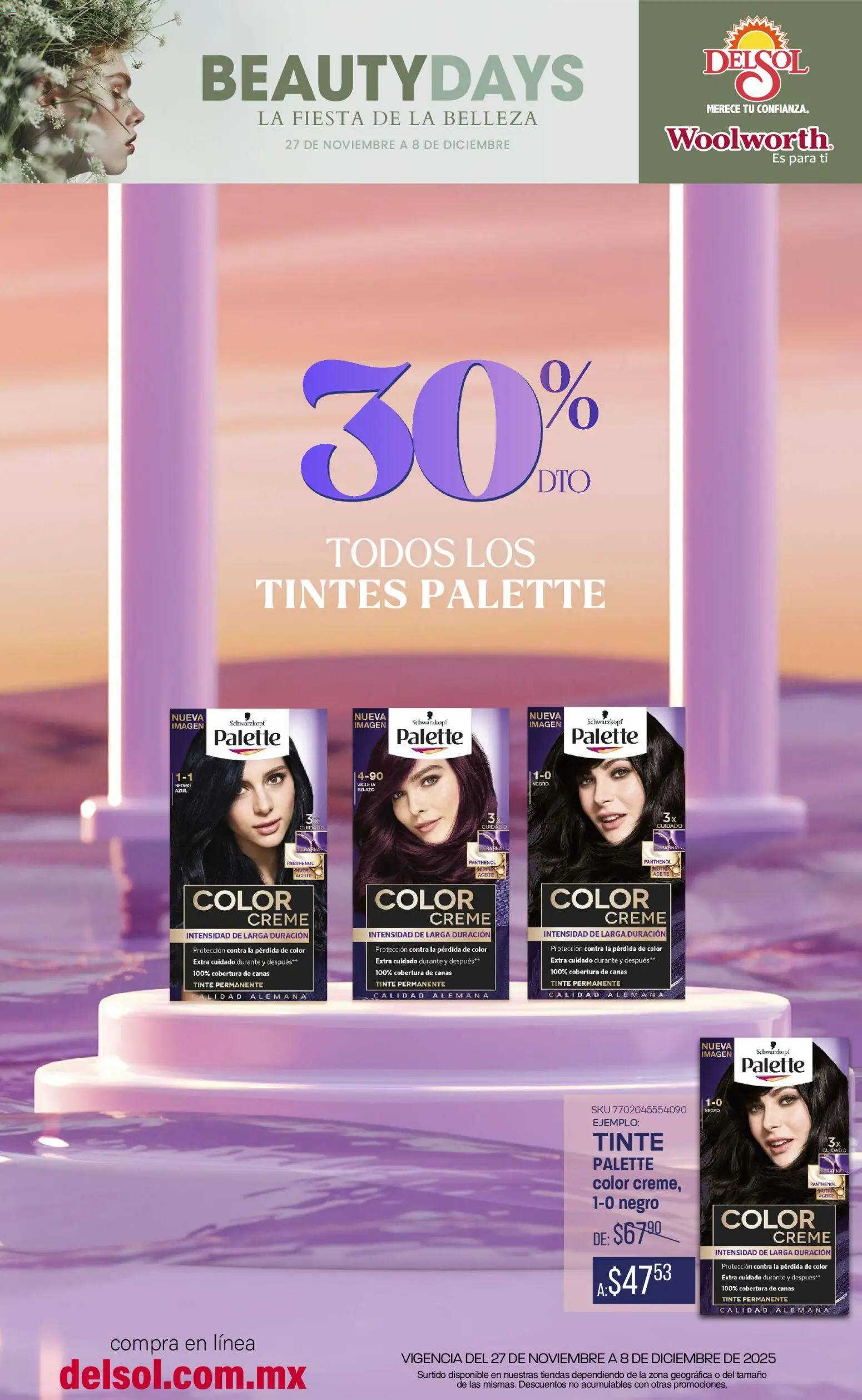 Vista previa las ofertas de la tienda Del Sol y Woolworth - Catálogo La FIesta de la Belleza desde el 27/11/2025 