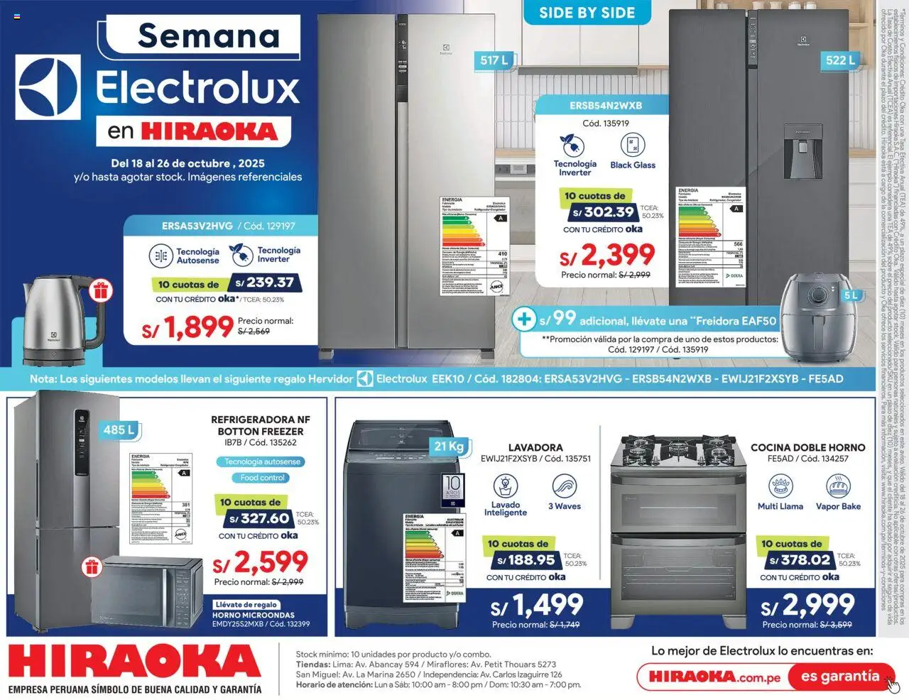 Hiraoka Semana Electrolux (18/10/2025 - 26/10/2025) - ofertas de hoy - número de página 1