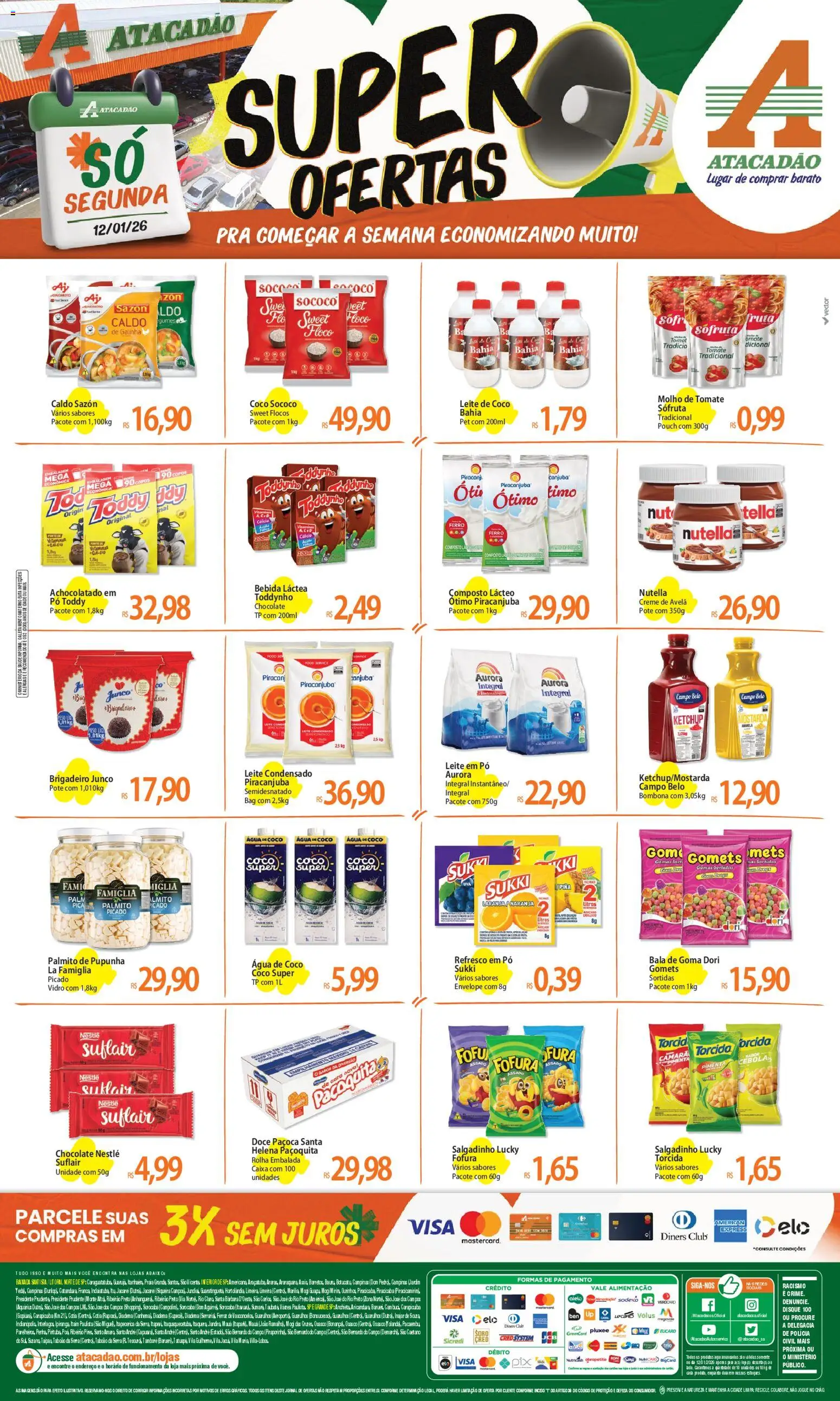 Pré-Visualização do folheto "Ofertas - SP" da loja Atacadão válido a partir de 12/01/2026