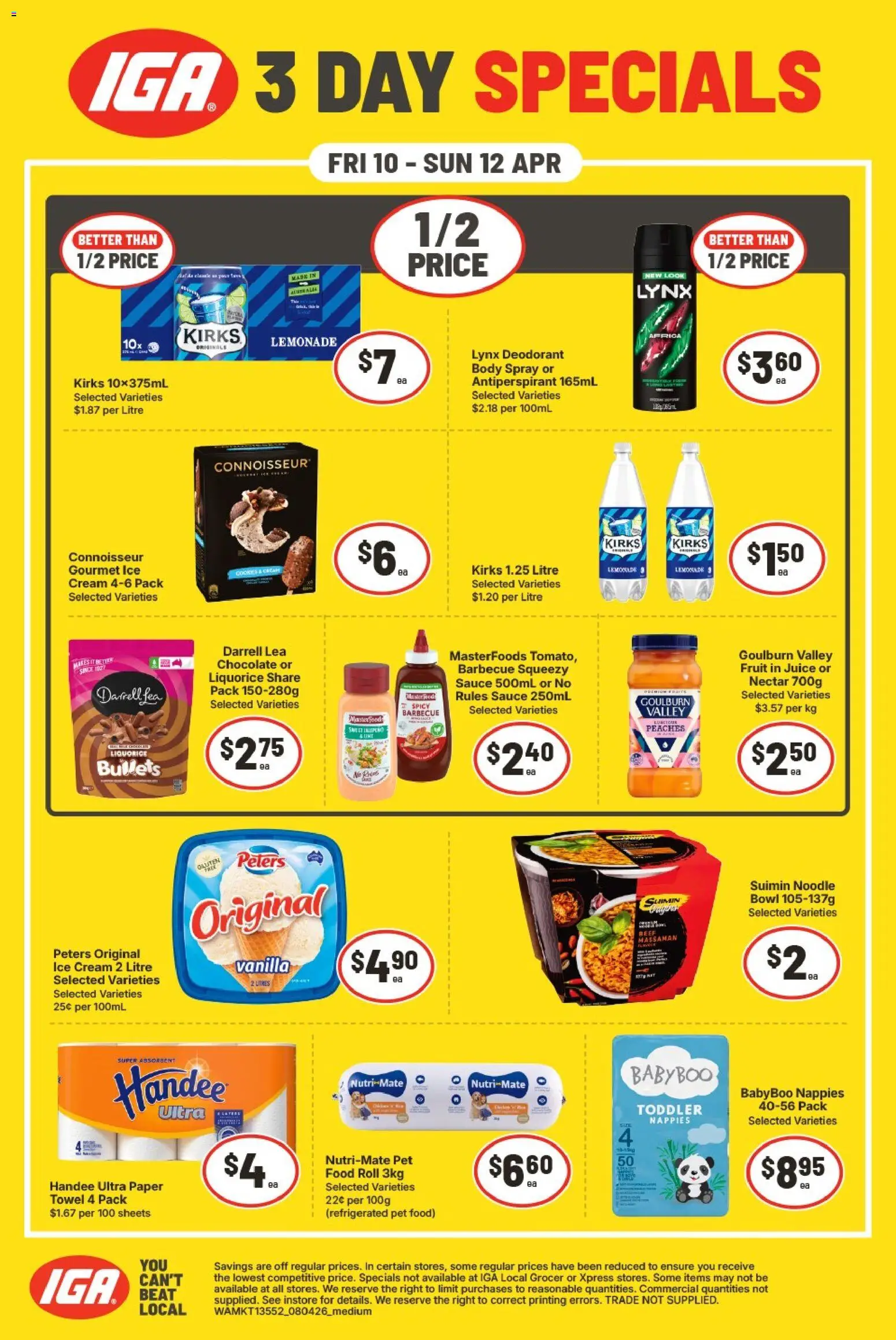 Preview of catalogue IGA 3 Day Specials NT/WA from shop IGA valid 10/04/2026