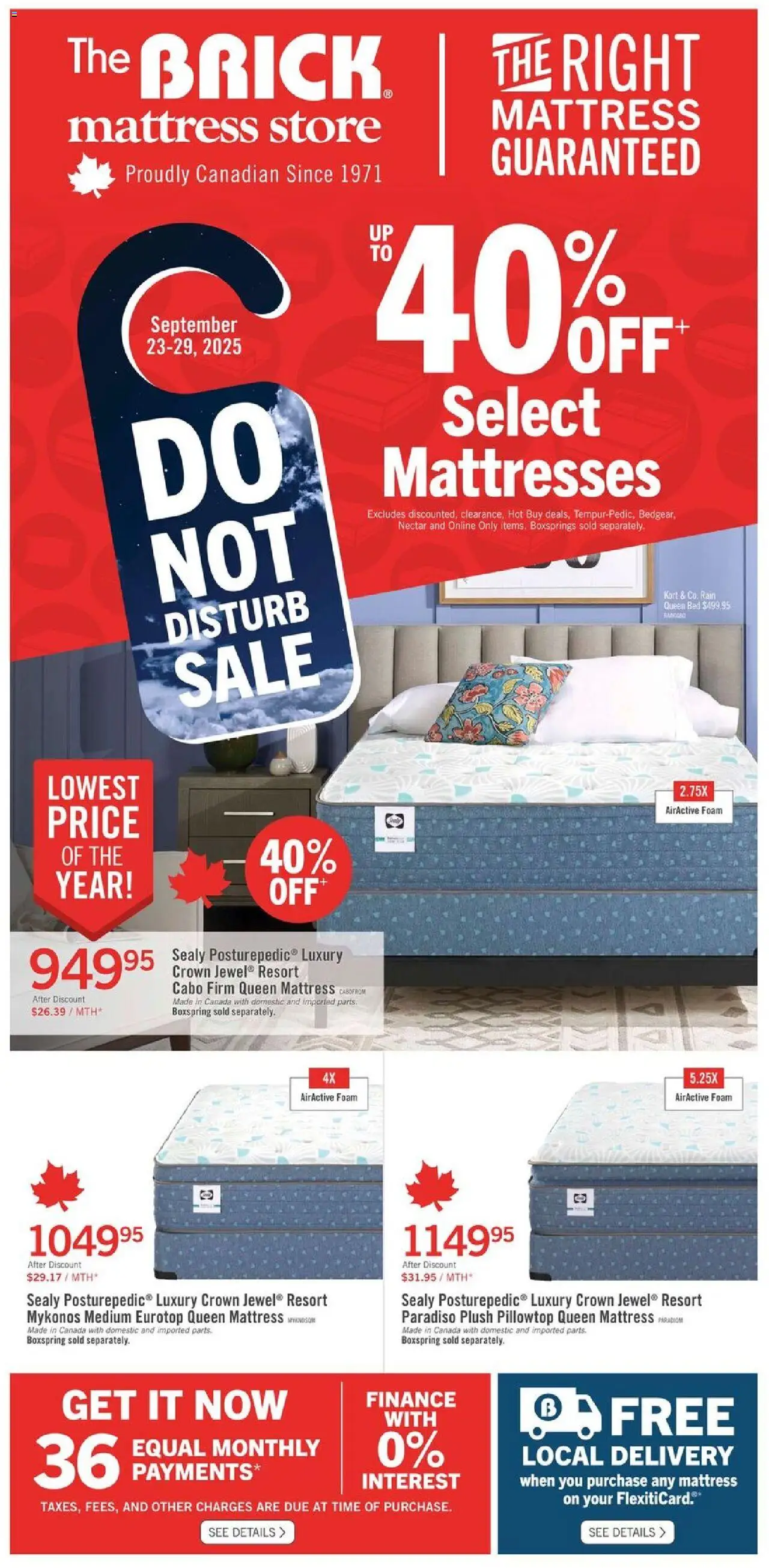 The Brick flyer valid from Sep 23, 2025 - page number 1 - Mattresses, Mattress, Bed, Foam