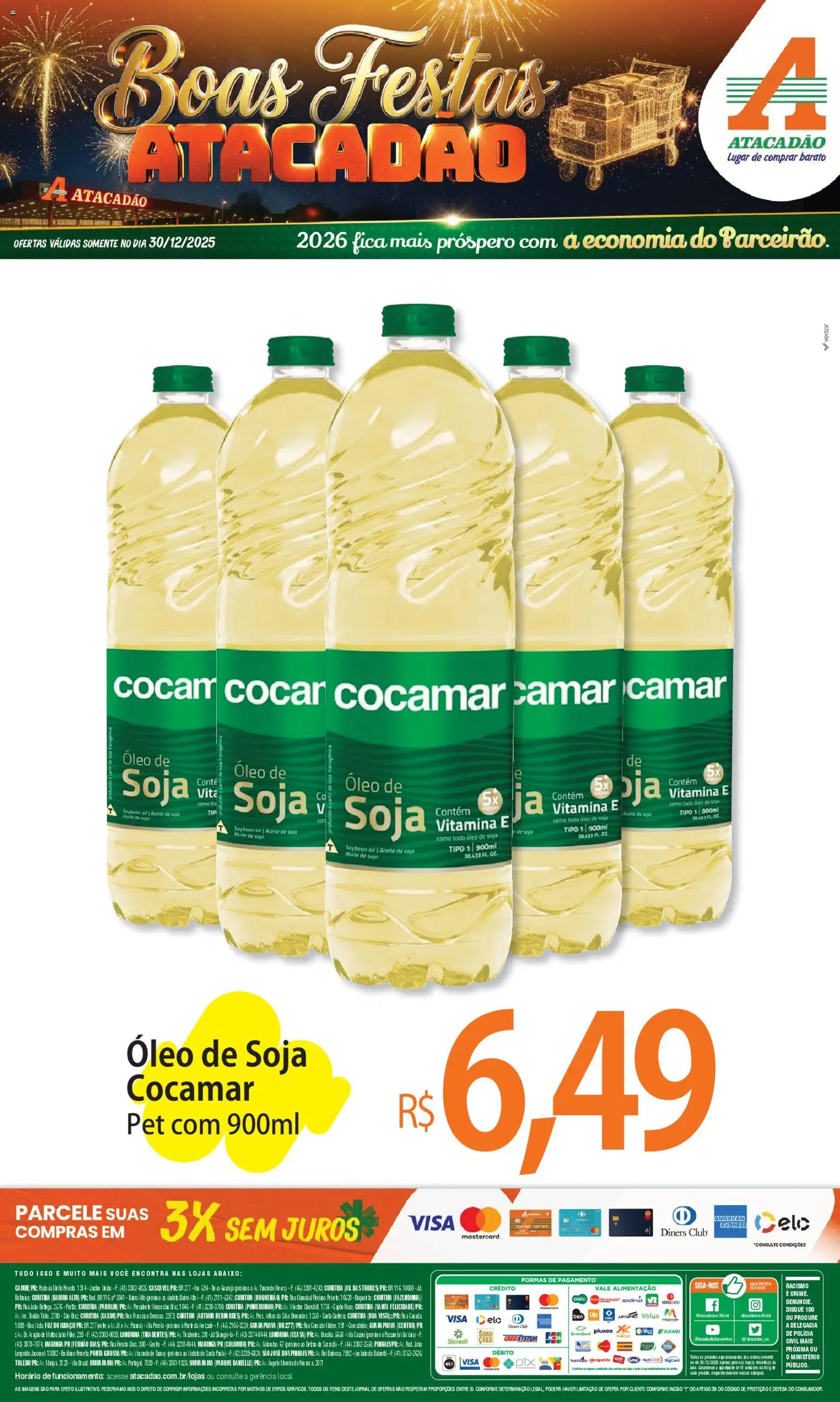 Pré-Visualização do folheto "Ofertas - PR" da loja Atacadão válido a partir de 30/12/2025