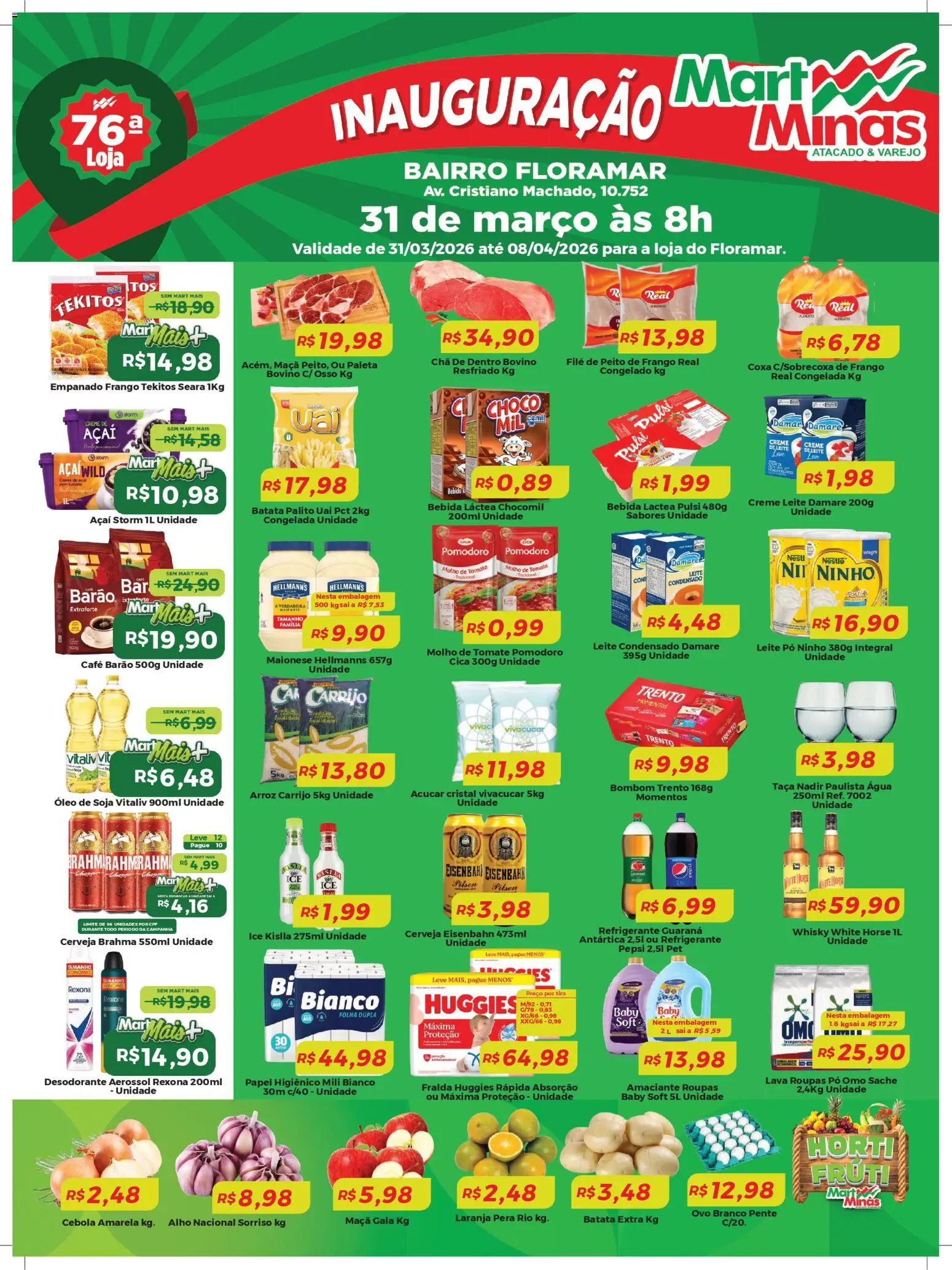 Pré-Visualização do folheto "Mart Minas ofertas Inauguracao" da loja Mart Minas válido a partir de 31/03/2026