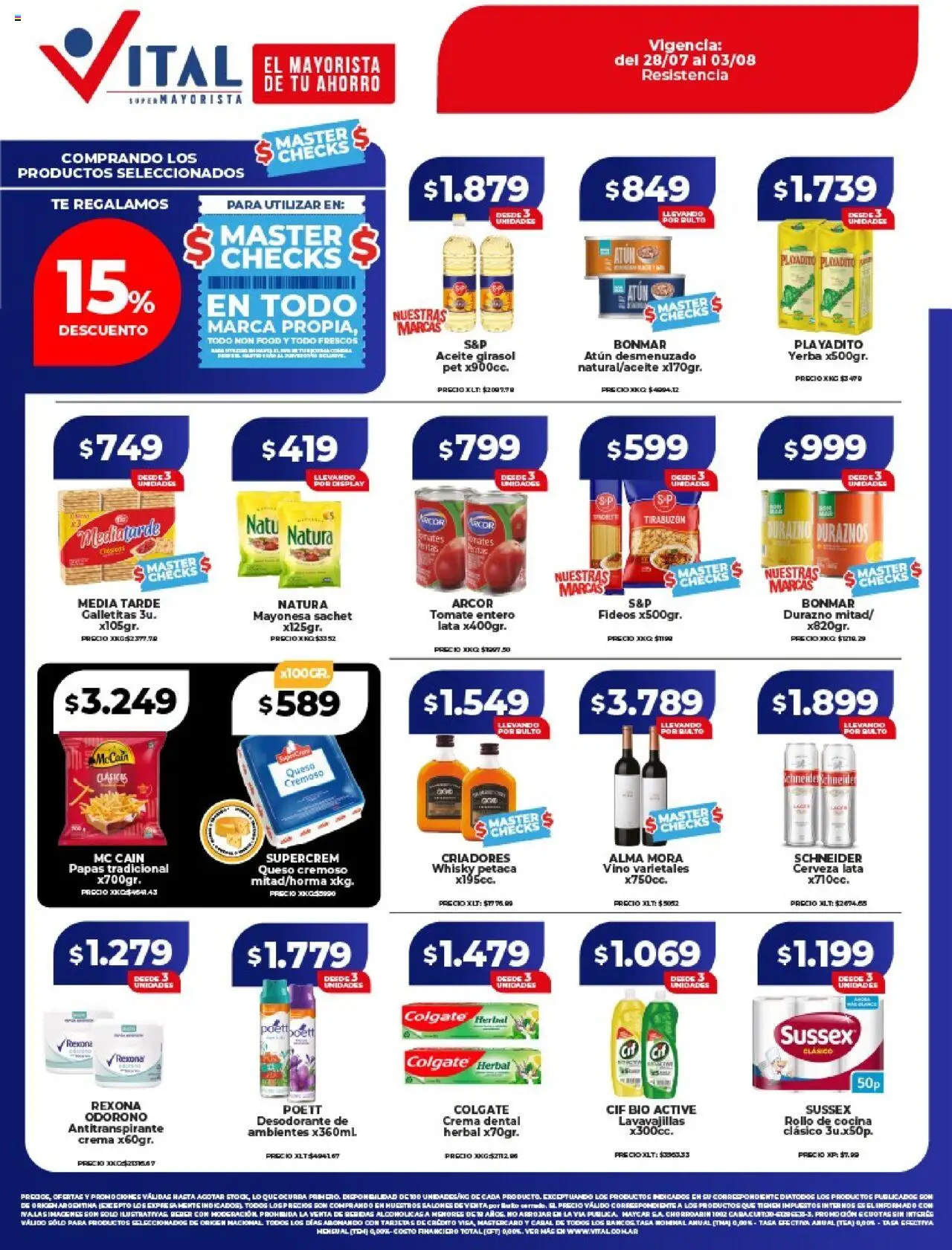 Vital Ofertas - Resistencia del 28/07/2025 >> Catálogo - Papas, Cocina, Cerveza, Aceite, Duraznos, Fideos, Crema, Desodorante