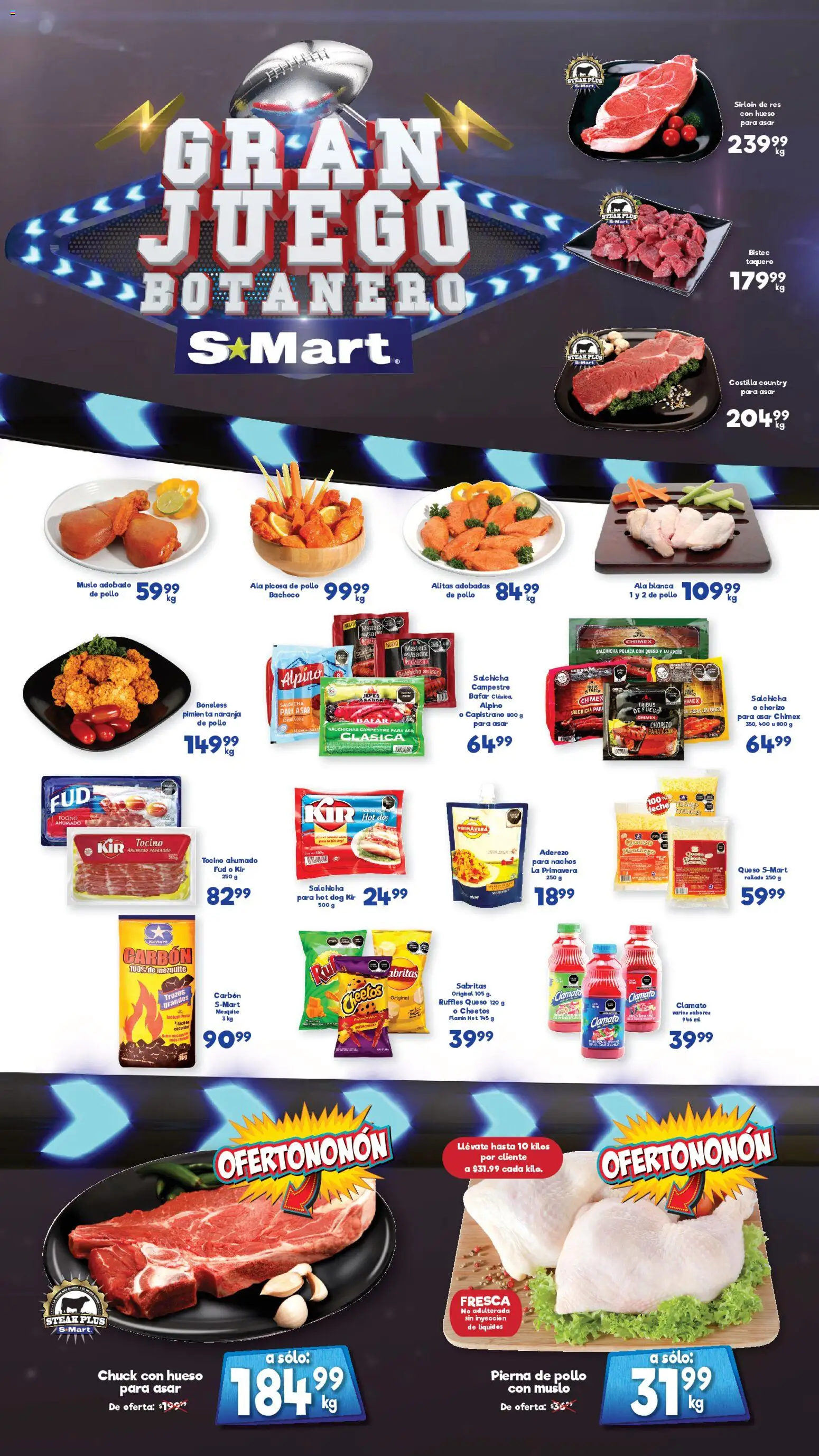 Vista previa las ofertas de la tienda S-Mart - Folleto Ofertas de feria Chihuahua desde el 06/02/2026 - Juego, Pollo, Asador, Tocino, Salchicha, Aderezo, Steak, Salchichas