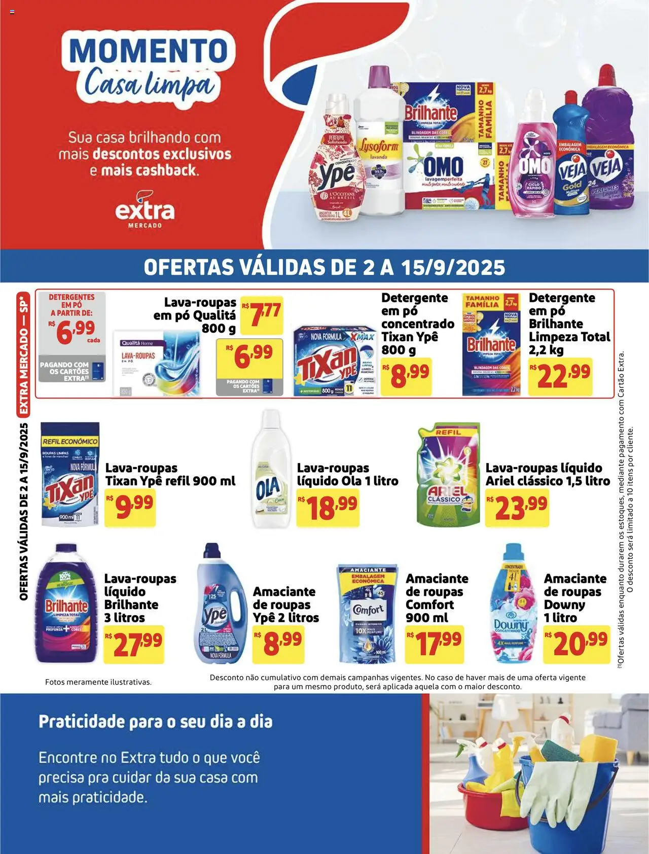 Extra folheto "Ofertas de Mercado Casa Limpa" válido a partir de 02/09/2025 - número de página 1 - Perfume, Perfumes, Roupas, Ariel, Detergente, Amaciante, Pó, Amaciante de roupas