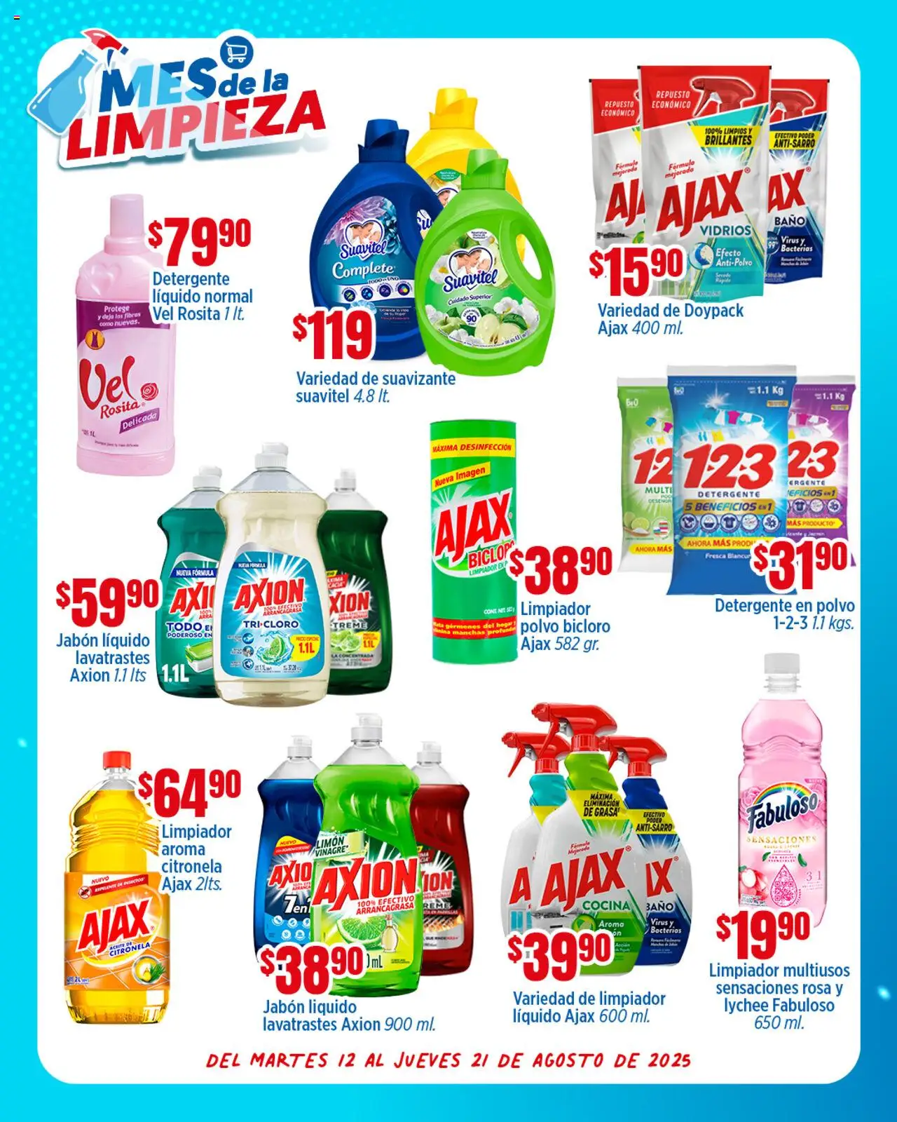 Folleto Limpieza Calimax y sus promociones válidas desde el 12/08/2025 - Número de página 1 - Cocina, Baño, Limón, Jabón, Detergente, Polvo, Limpiador, Detergente en polvo