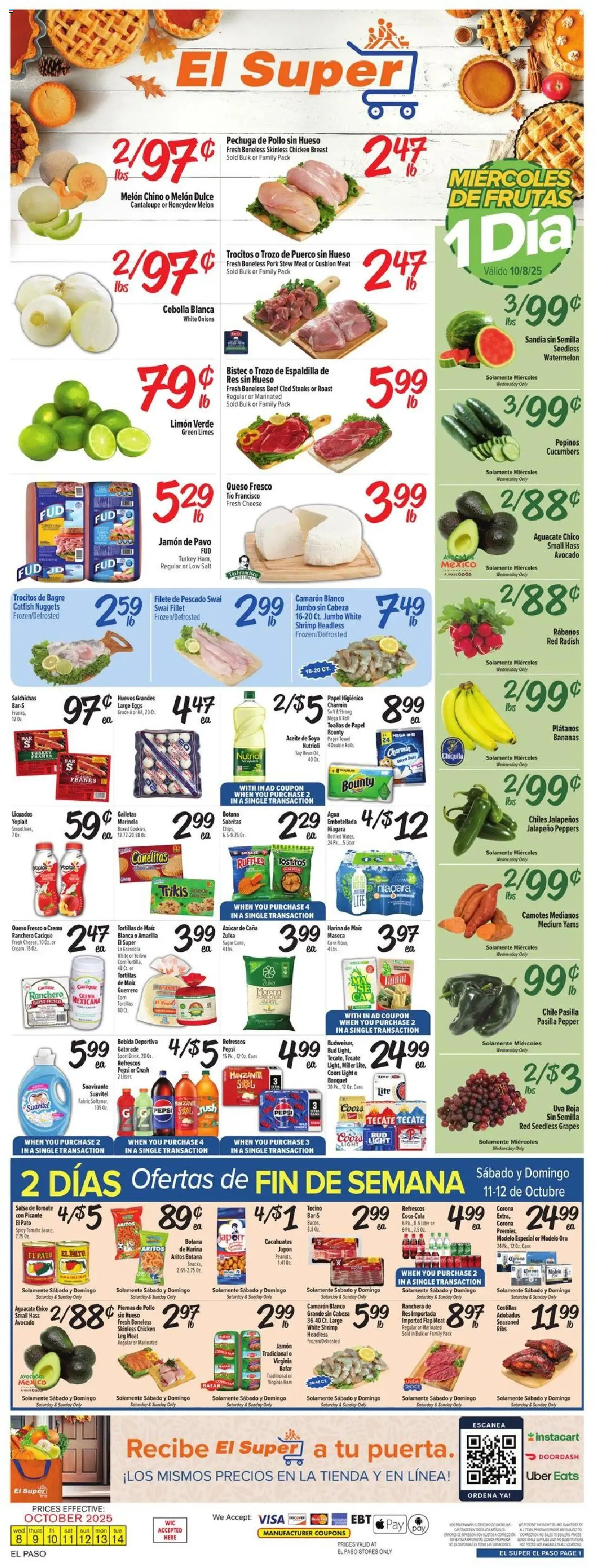 El Super Weekly Ad - TX from 10/08/2025 - Flyer - Page number 1