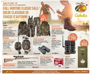 Preview of leaflet Weekly flyer / circulaire from shop Cabelas is valid from Aug 21, 2025