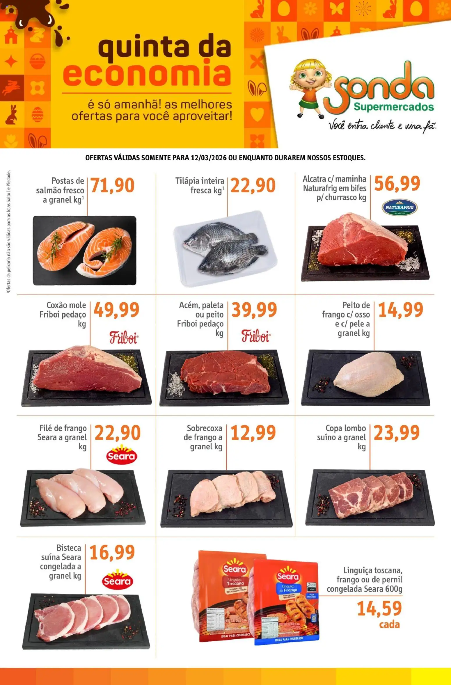 Pré-Visualização do folheto "Sonda ofertas Quinta da Economia" da loja Sonda válido a partir de 12/03/2026 - Copa, Carne, Frango, Salmão, Alimentos, Alcatra, Pernil, Lombo