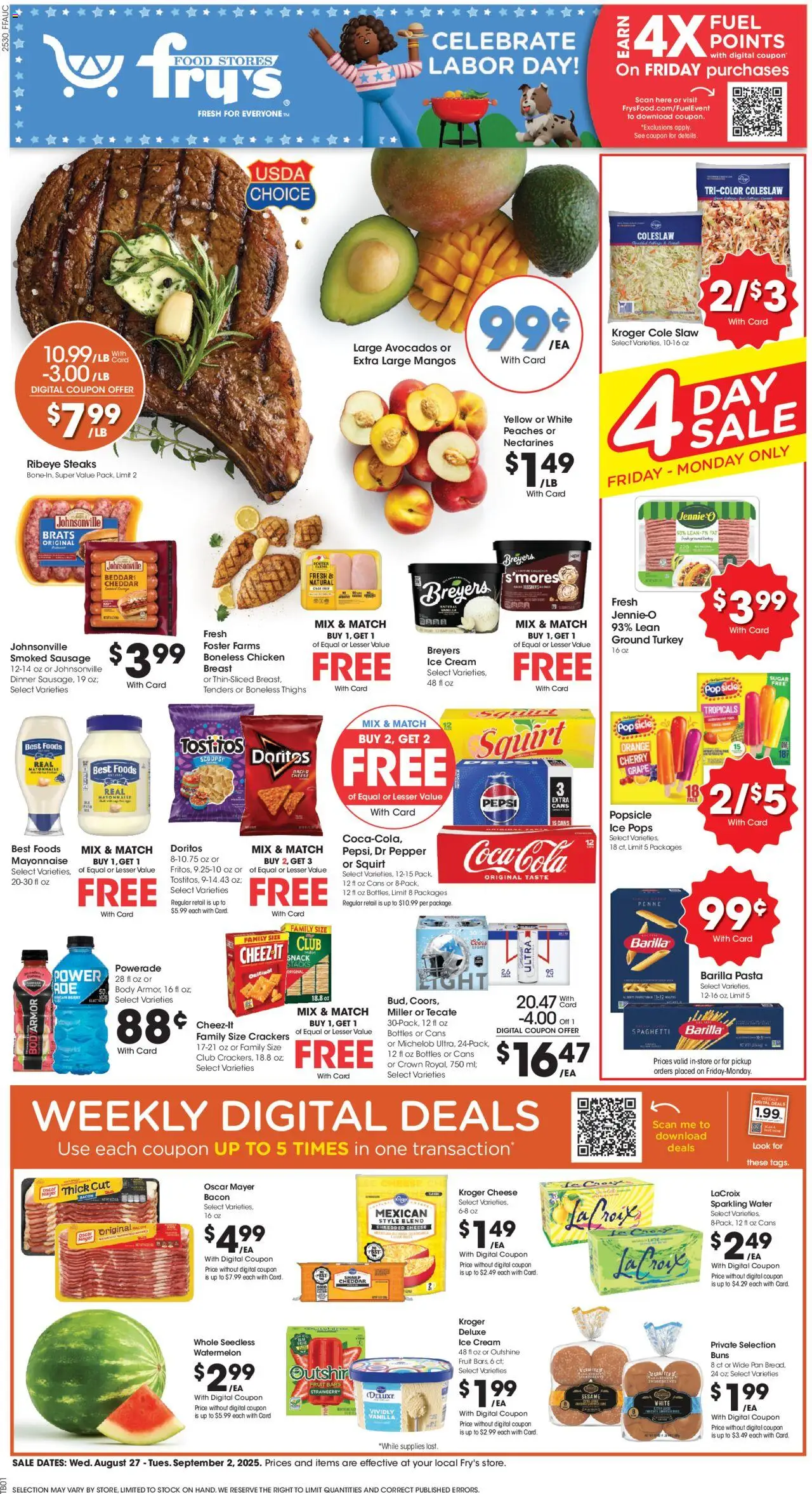 Fry's Food Weekly Ad from 08/27/2025 - Flyer - Page number 1