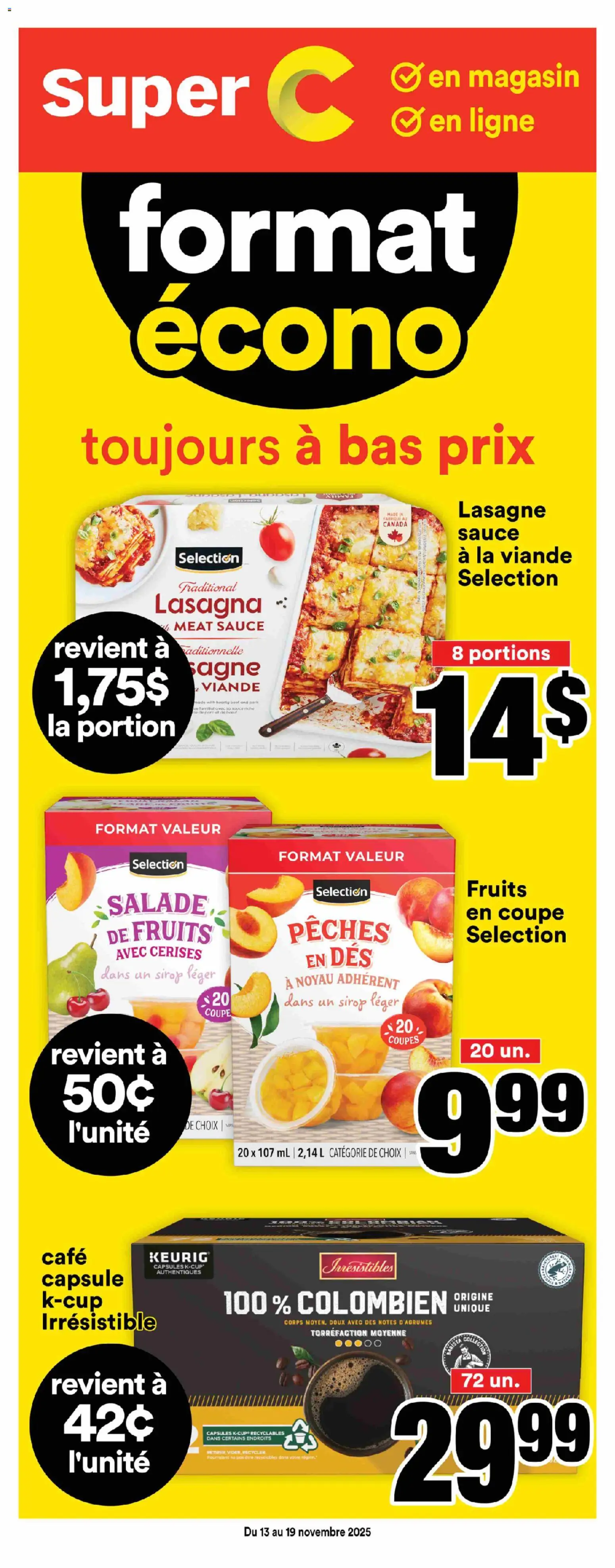 Preview of leaflet Cahier format écono from shop Super C is valid from Nov 13, 2025