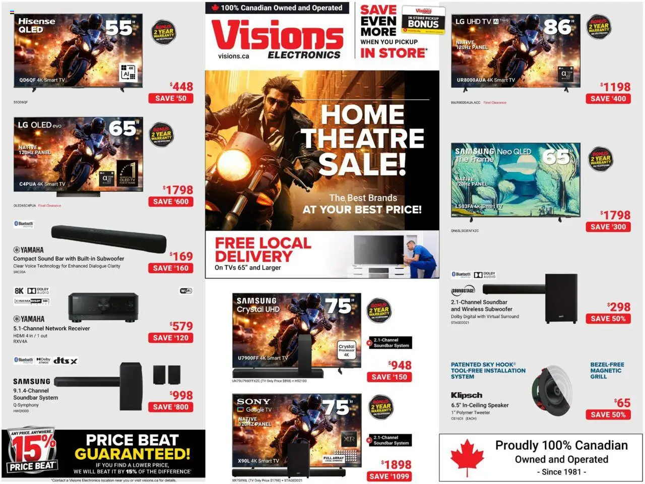 Preview of leaflet Weekly flyer / circulaire from shop Visions is valid from Sep 19, 2025 - Tv, Speaker, Grill, Audio, Soundbar