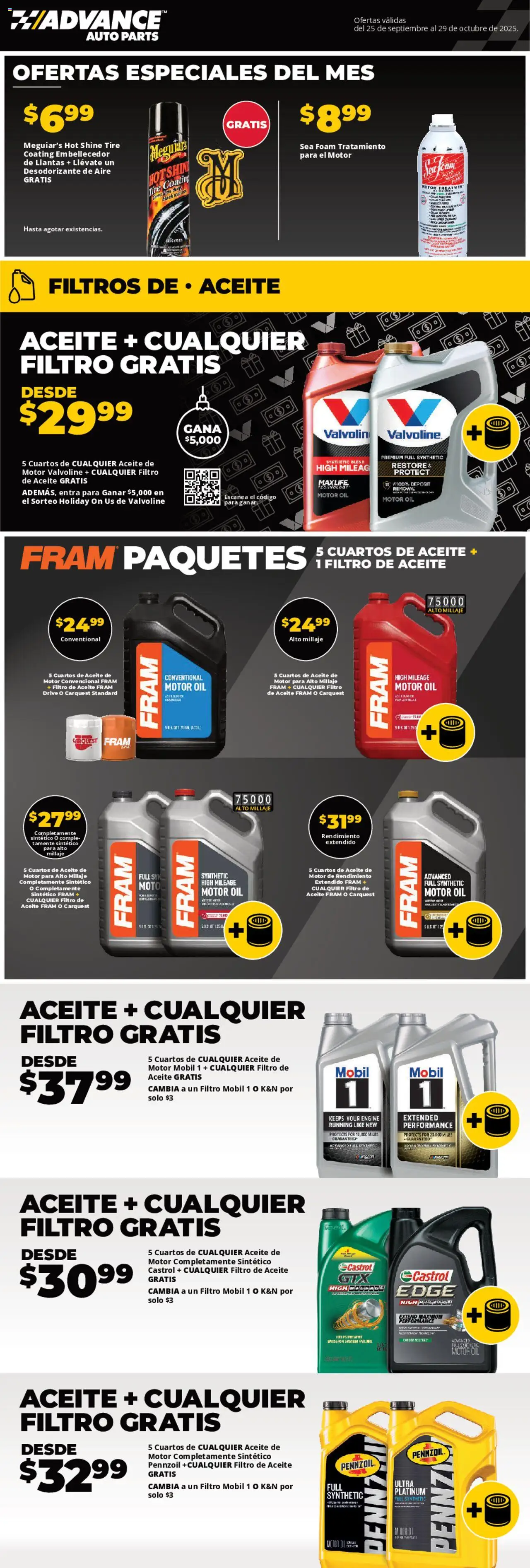 Advance Auto Parts Sales Ad - Spanish from 09/25/2025 - Flyer - Page number 1