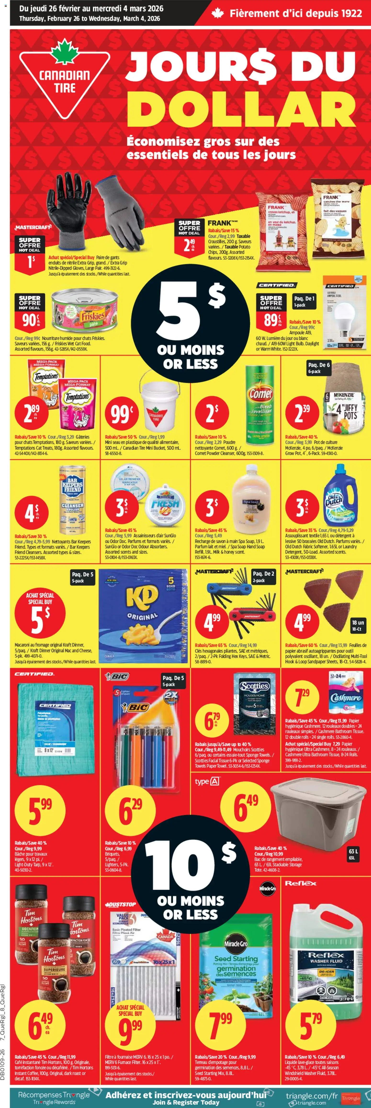 Preview of leaflet Jours du Dollar from shop Canadian Tire is valid from Feb 26, 2026